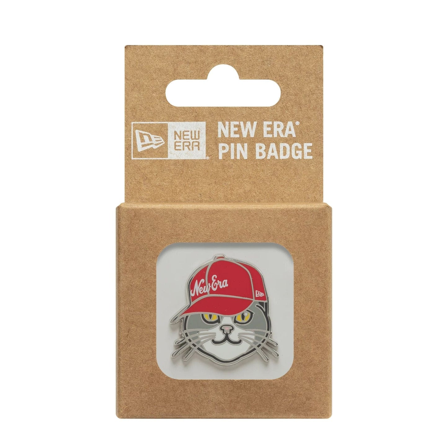 This is a New Era Cat Red Pin Badge 3