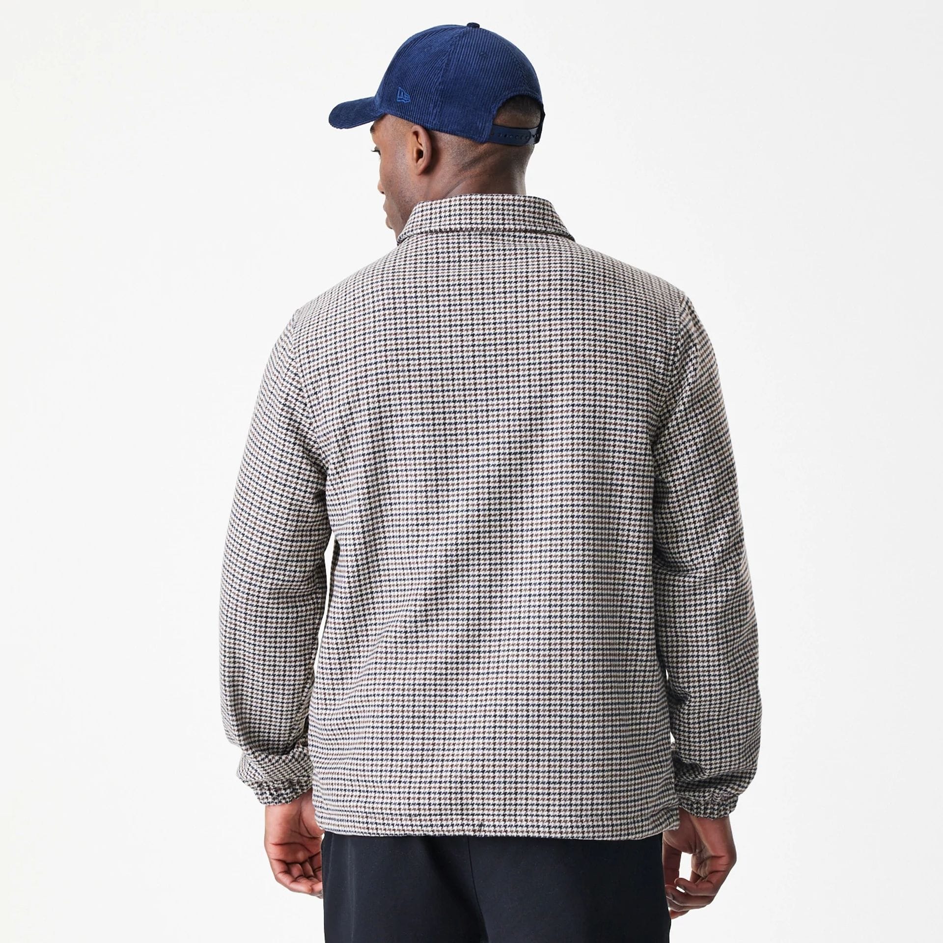 The Male model is wearing New York Yankees MLB Check Brown Jacket 2