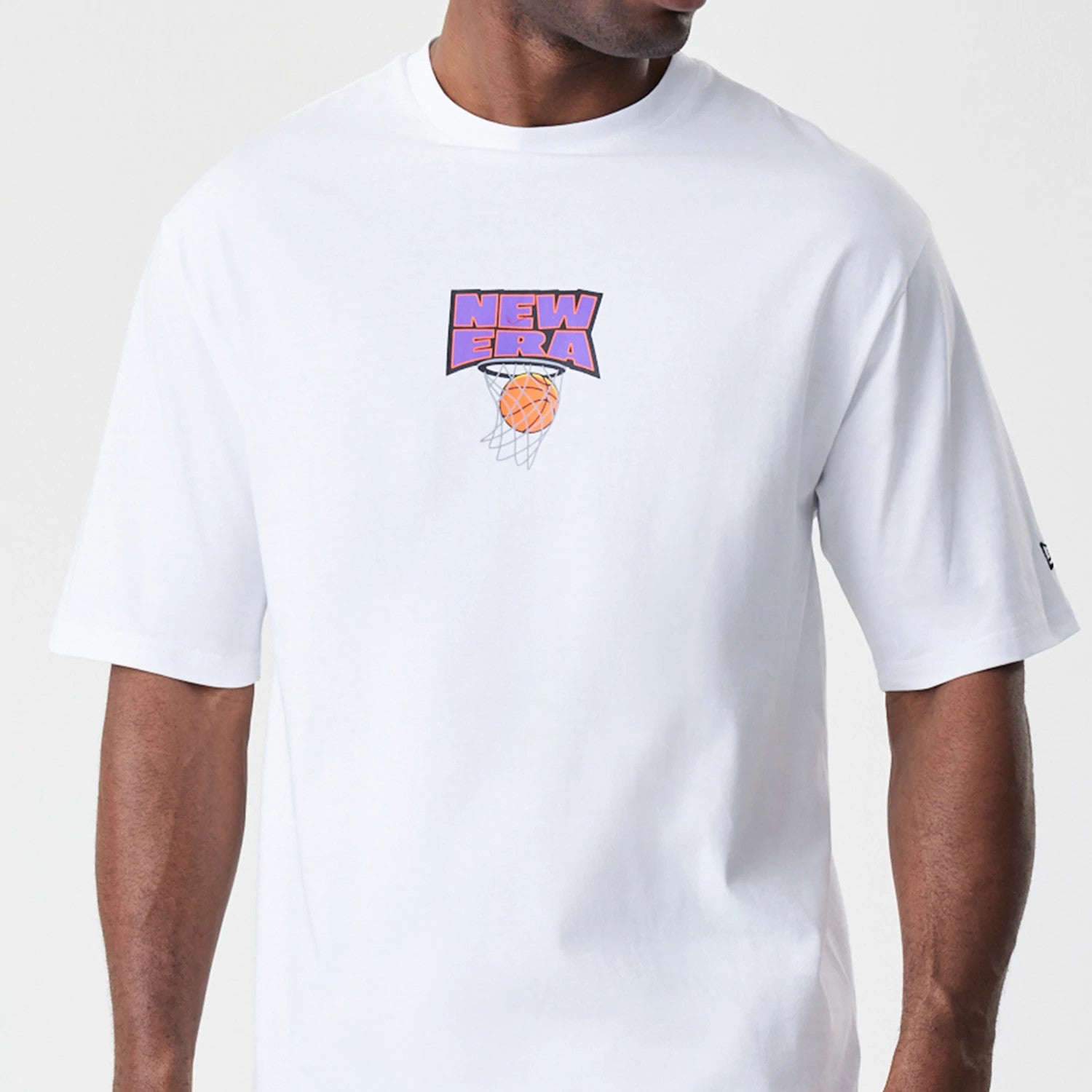 The Male model is wearing New Era Location White Oversized T-Shirt 3