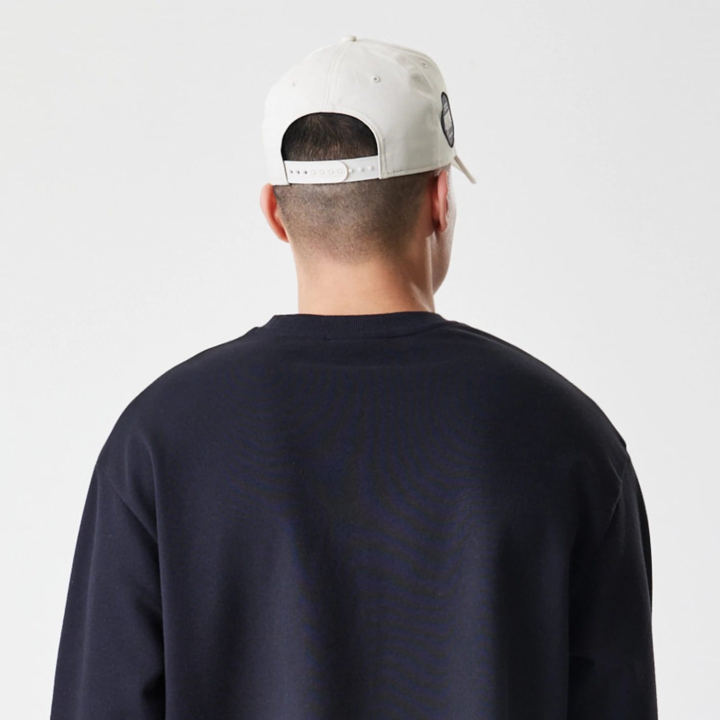 The Male model is wearing New York Yankees MLB Script Black Crew Neck Sweater 7
