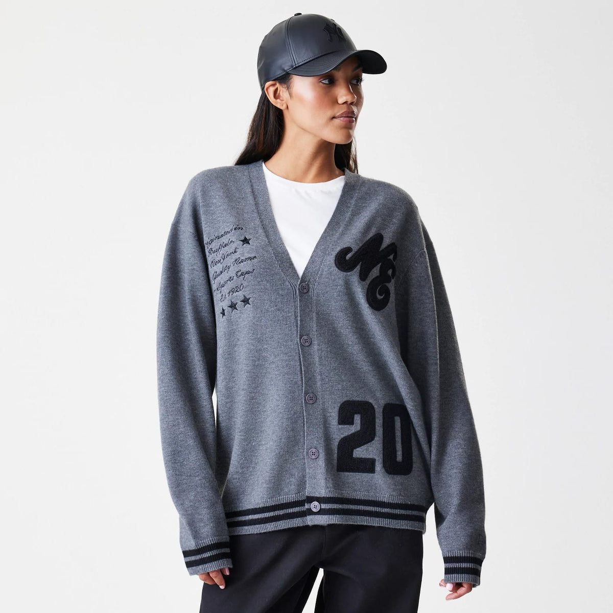 The Male model is wearing New Era Dark Grey Cardigan 4