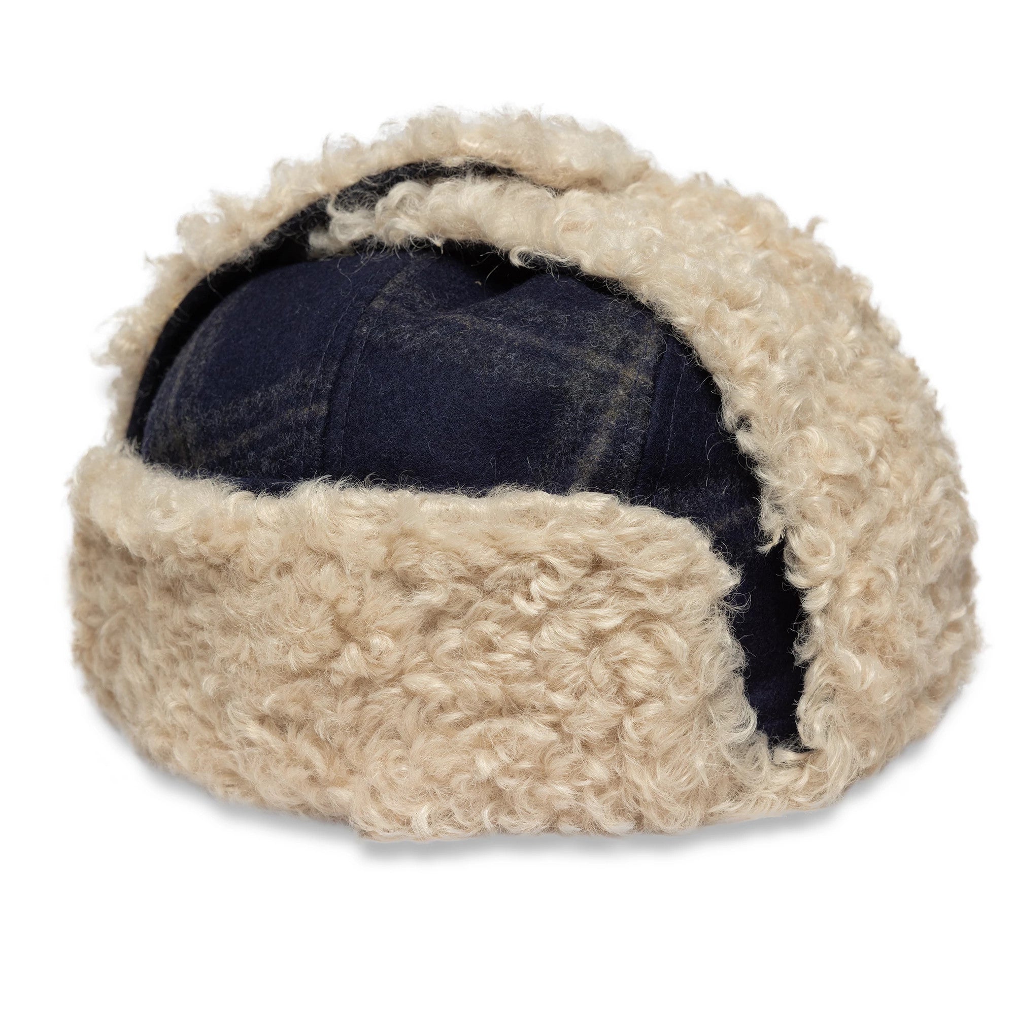 This is a New Era Loden Navy Trapper Hat 1