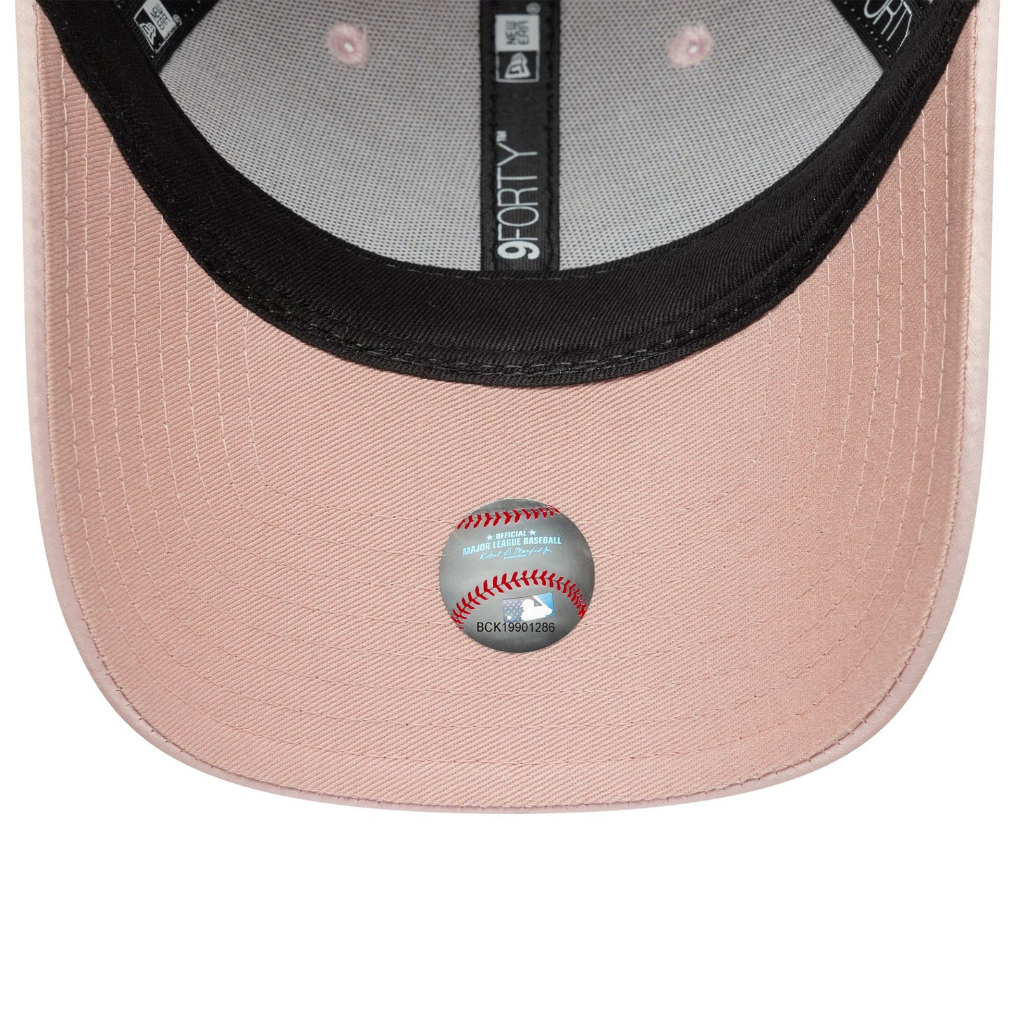 This is a New York Yankees Womens MLB Satin Bow Back Pastel Pink 9FORTY Adjustable Cap 5