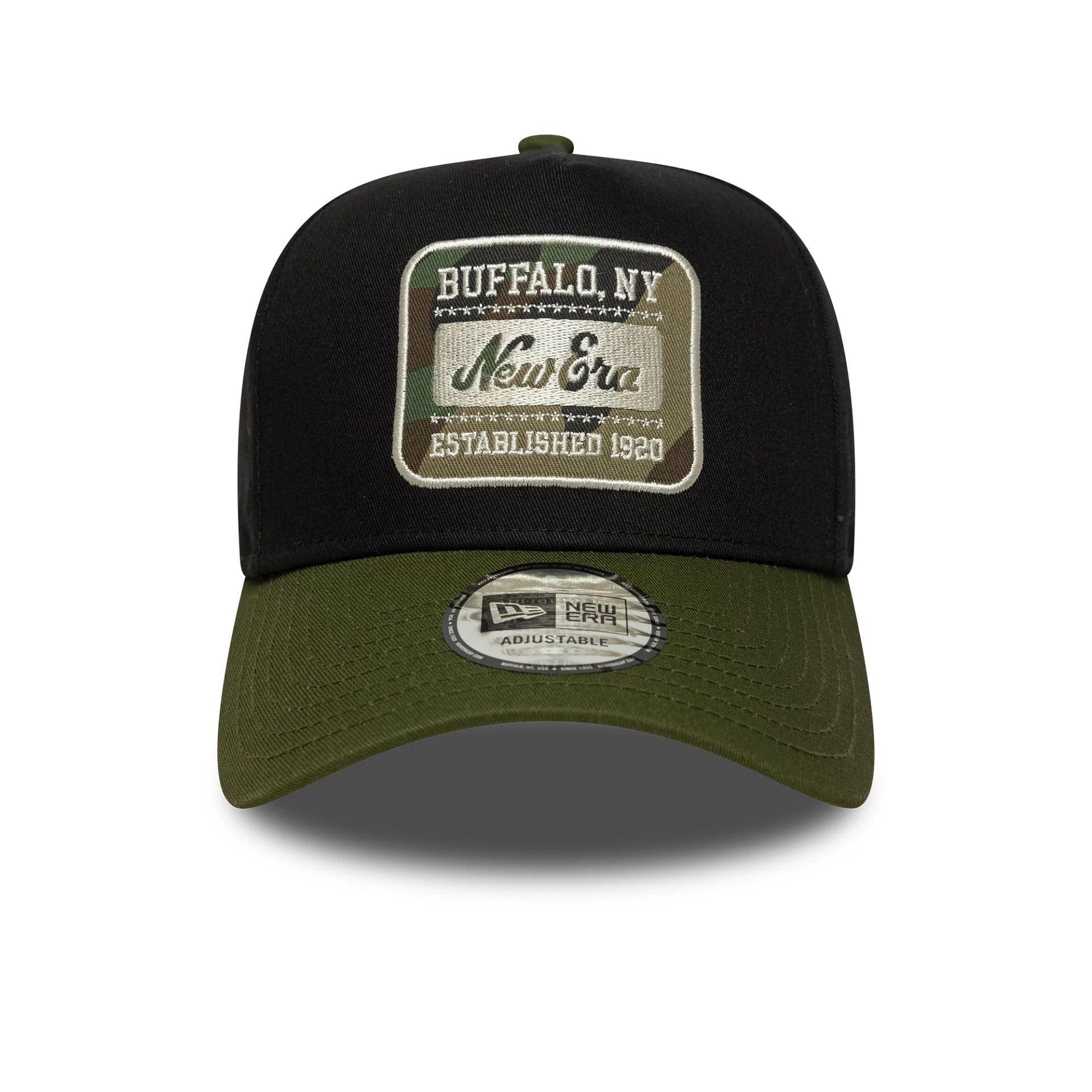 This is a New Era Camo Patch Black 9FORTY E-Frame Adjustable Cap 2