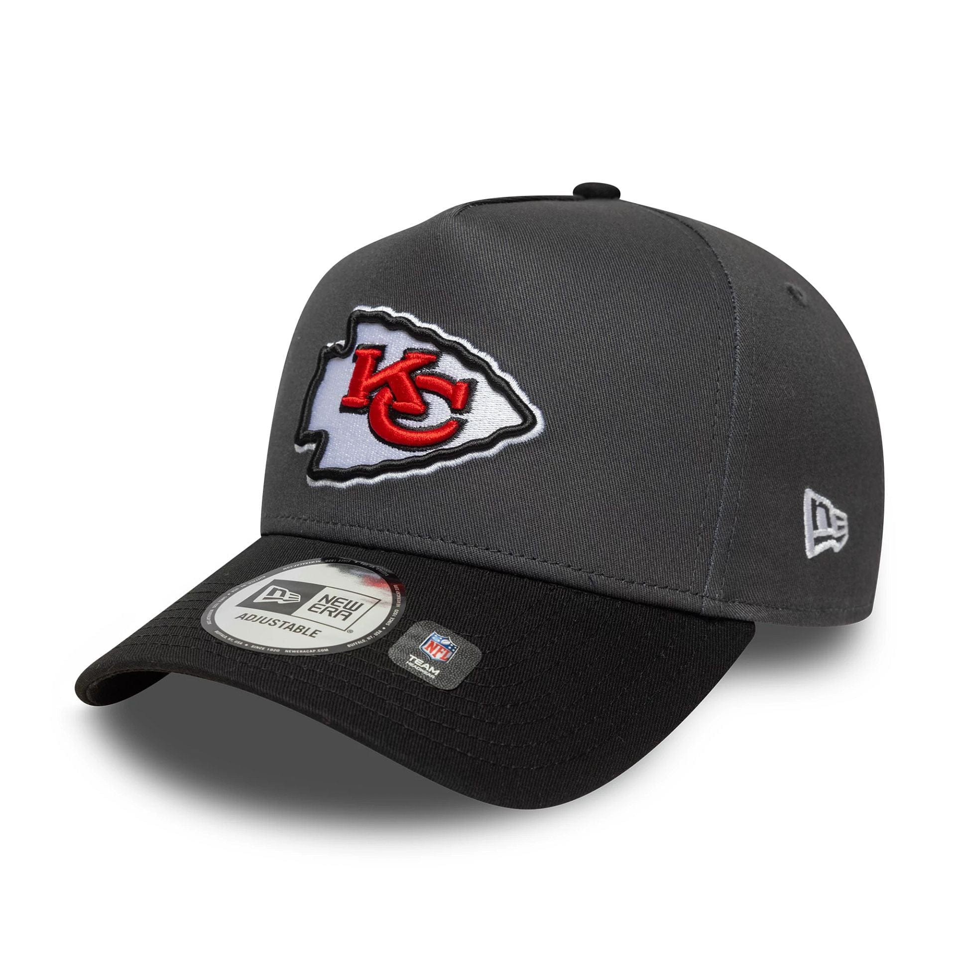 This is a Kansas City Chiefs NFL Charcoal 9FORTY E-Frame Adjustable Cap 1