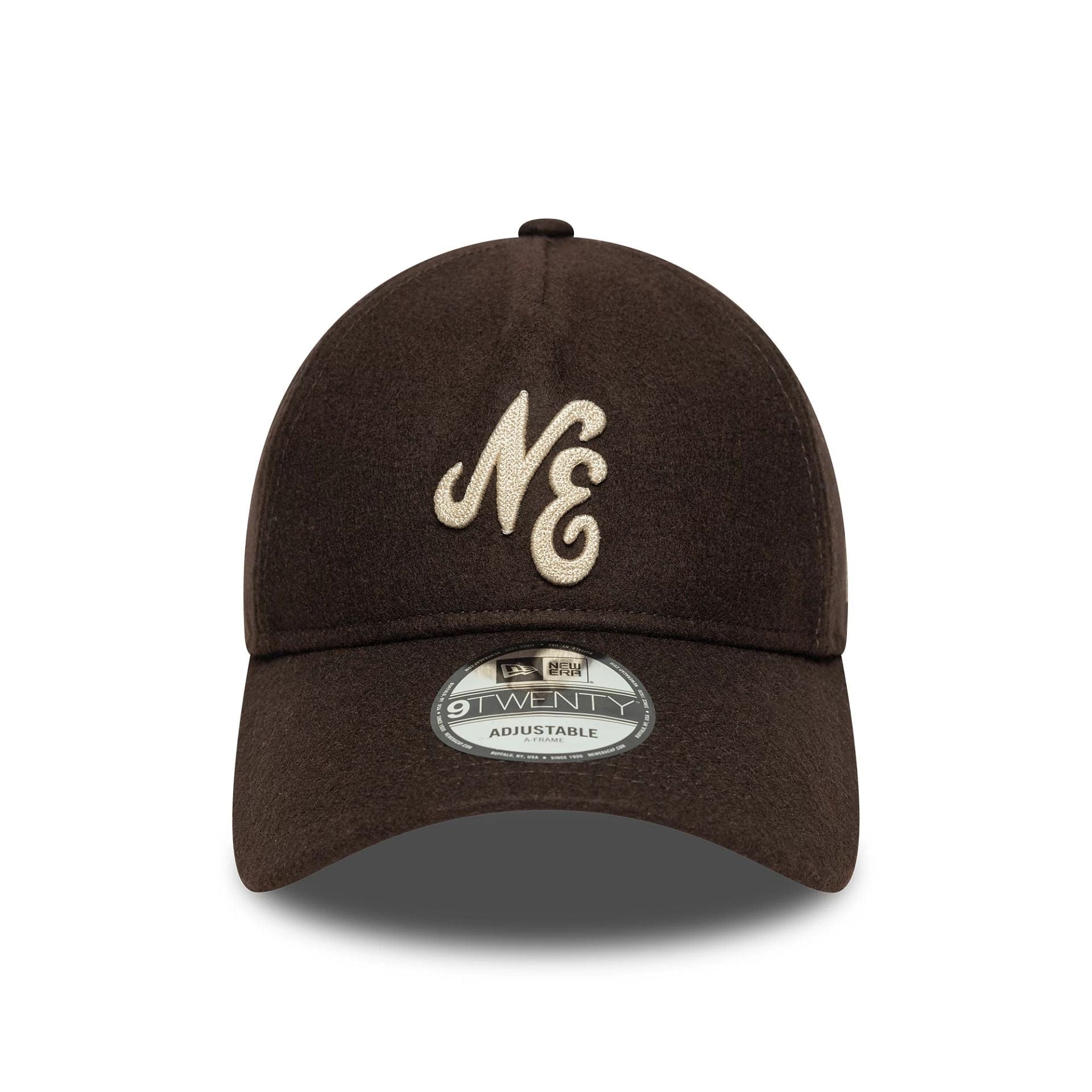 This is a New Era Melton Wool Dark Brown 9TWENTY A-Frame Adjustable Cap 2
