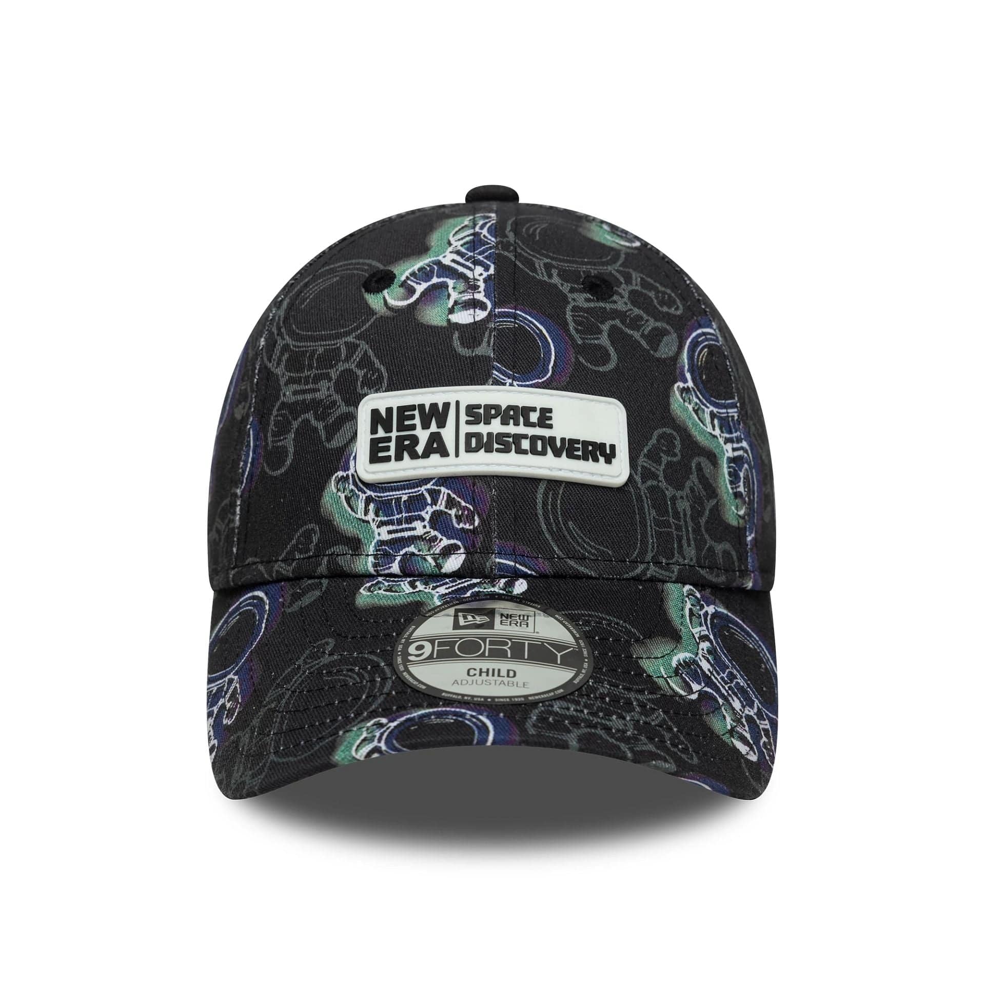 This is a Child New Era Space All Over Print Black 9FORTY Adjustable Cap 2