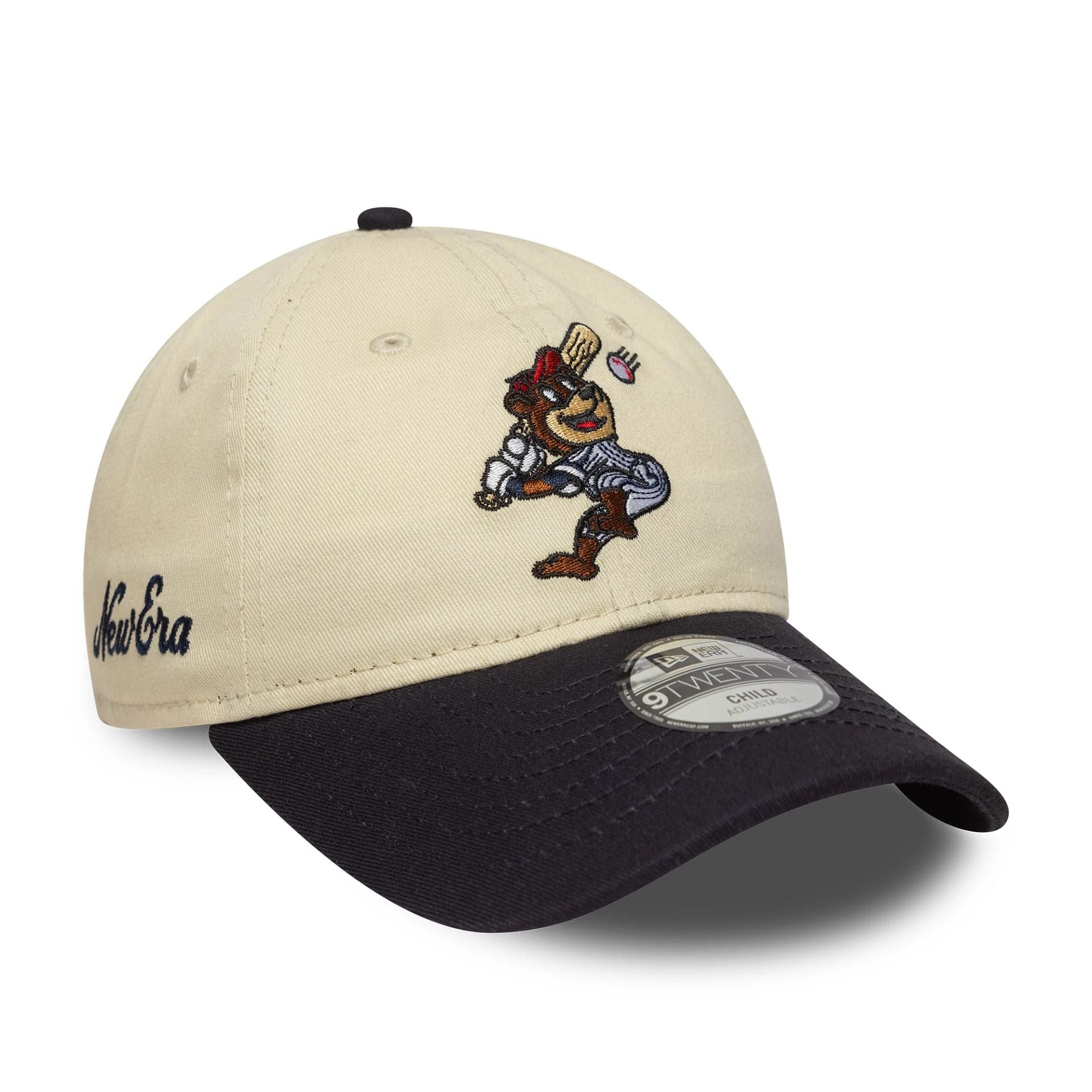 This is a Child New Era Baseball Mascot Cream 9TWENTY Adjustable Cap 1