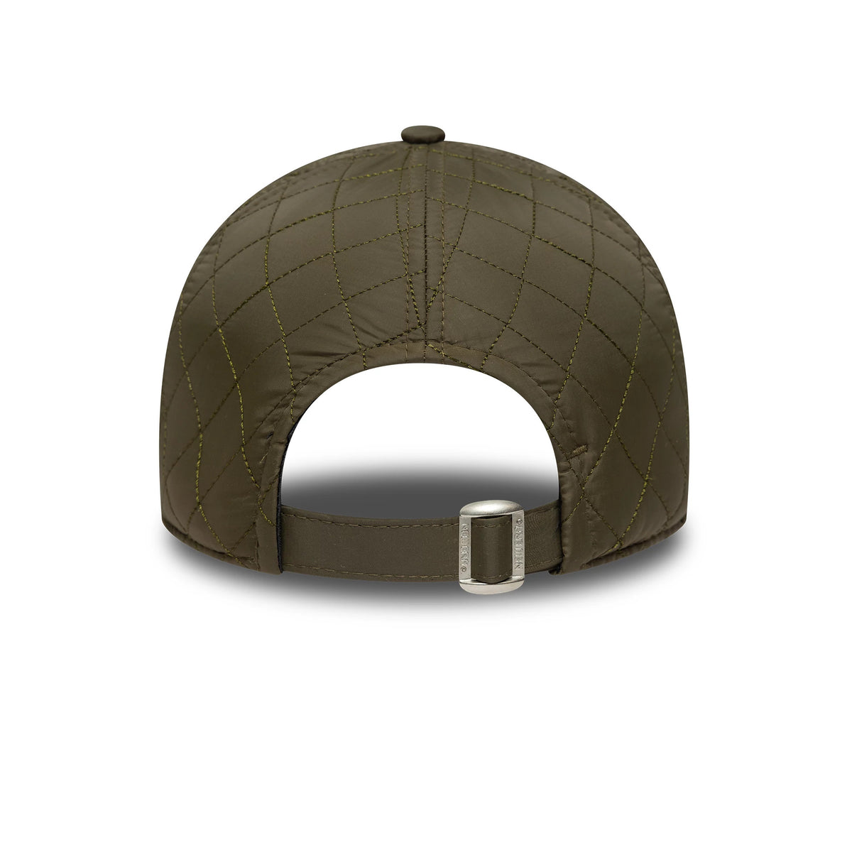 New York Yankees Youth MLB Quilted Dark Green New Era 9FORTY Adjustable Cap, rear view showing a quilted diamond pattern on the crown and an adjustable strap with a buckle for custom fit.