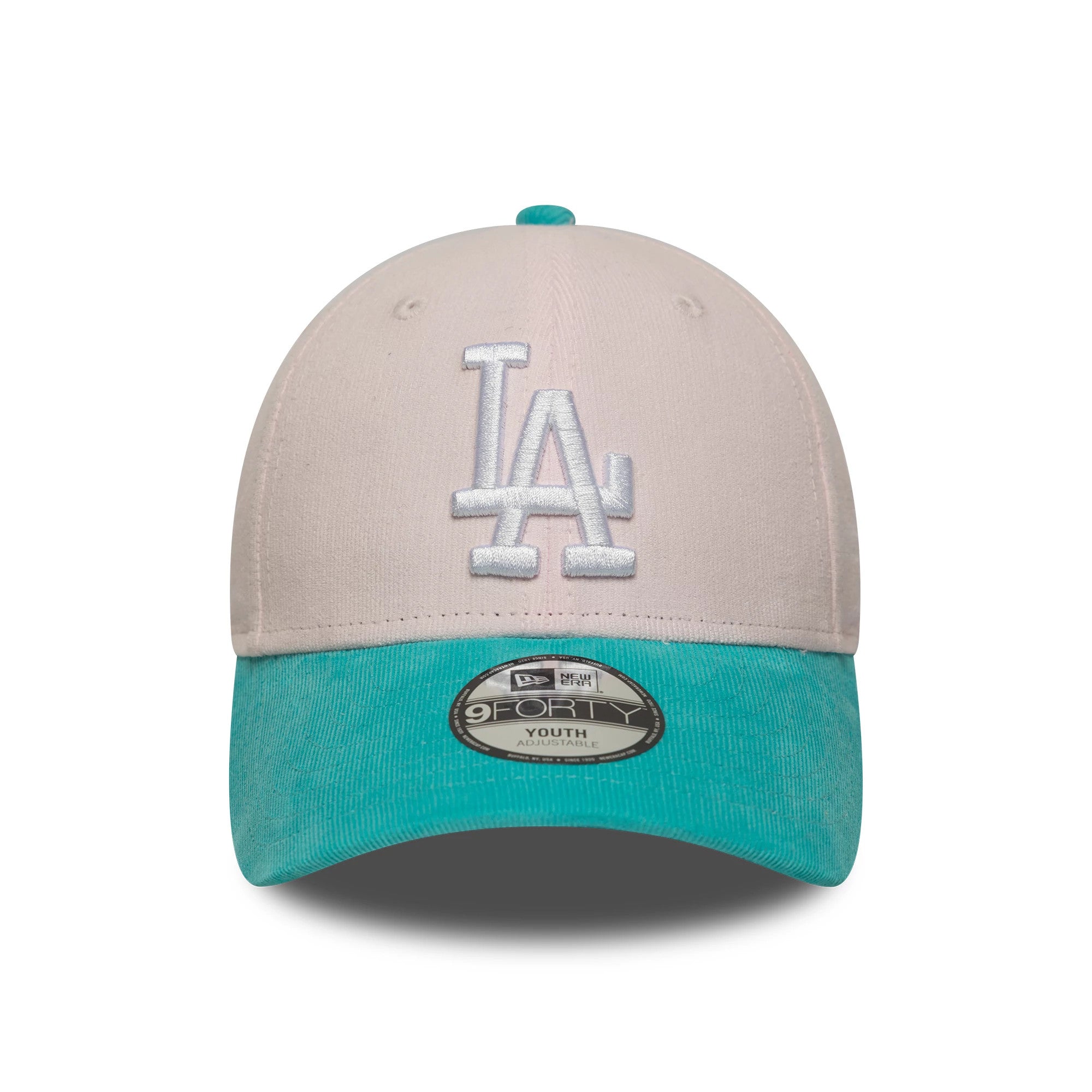 This is a LA Dodgers Youth MLB Cord Pastel Pink 9FORTY Adjustable Cap 2