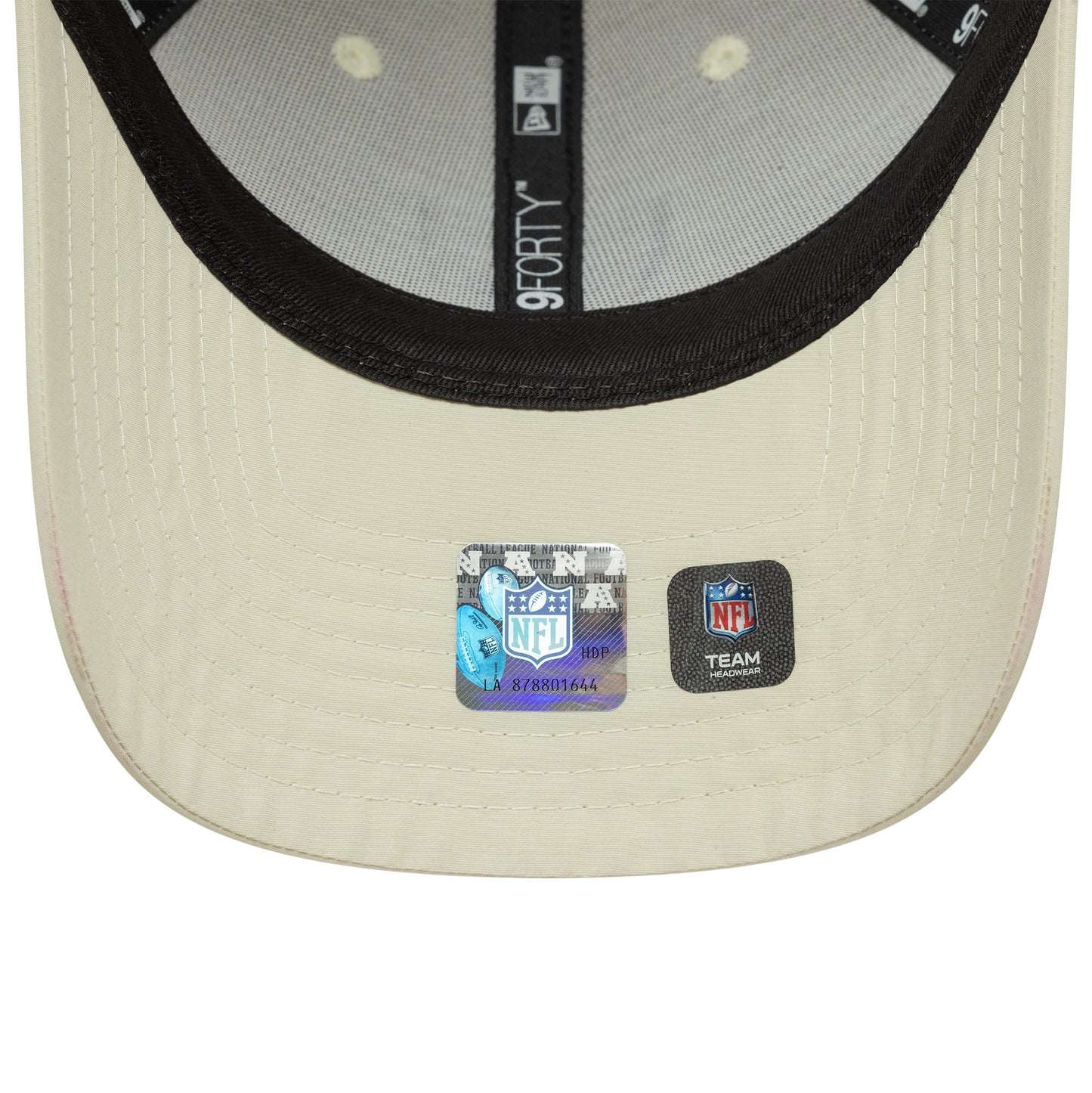 This is a Las Vegas Raiders NFL Recycled Mini Cream 9FORTY Adjustable Cap 5