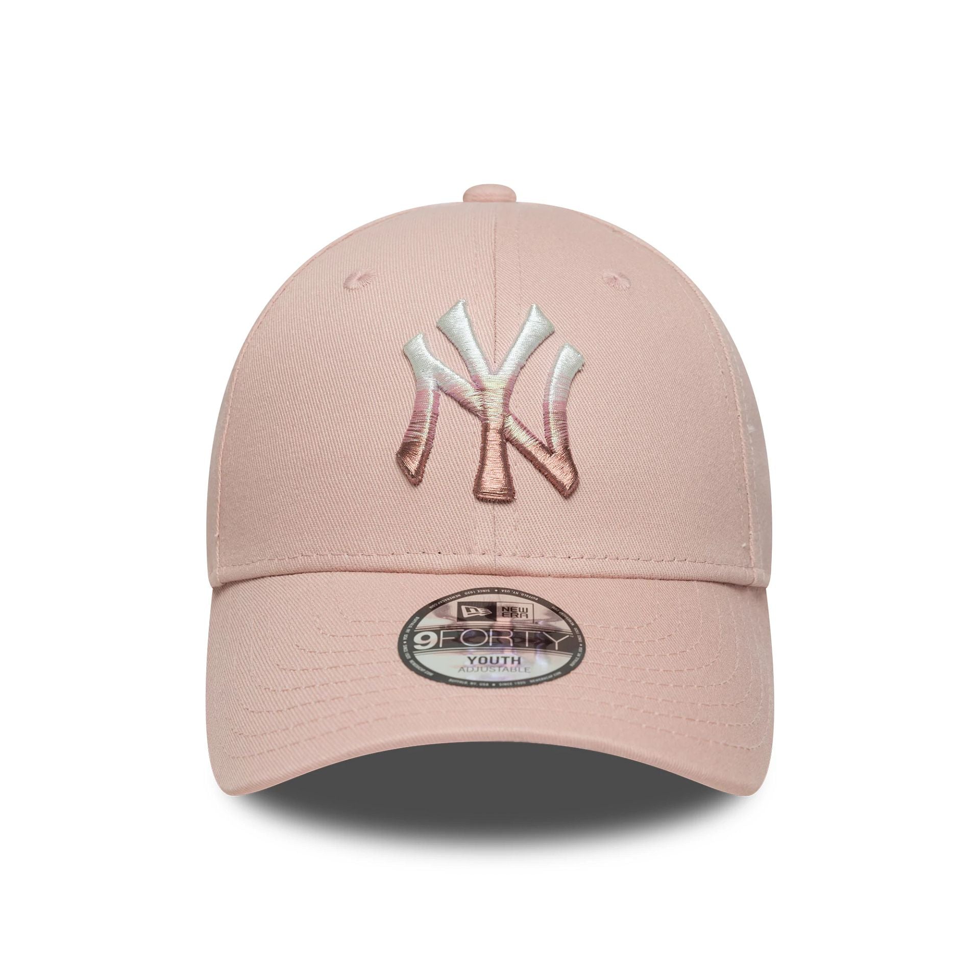 This is a New York Yankees Youth MLB Metallic Pastel Pink 9FORTY Adjustable Cap 2
