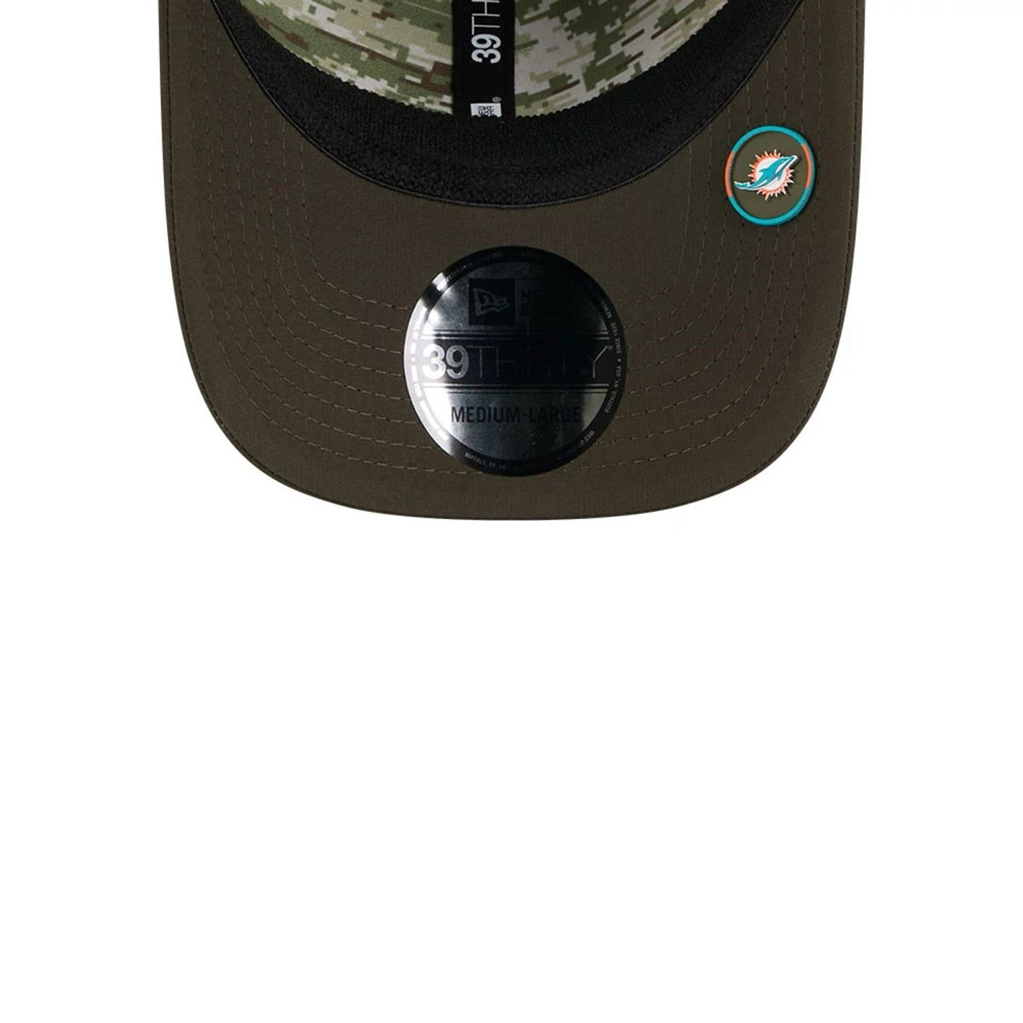 This is a Miami Dolphins NFL Salute To Service 2025 Dark Green 39THIRTY Stretch Fit Cap 5