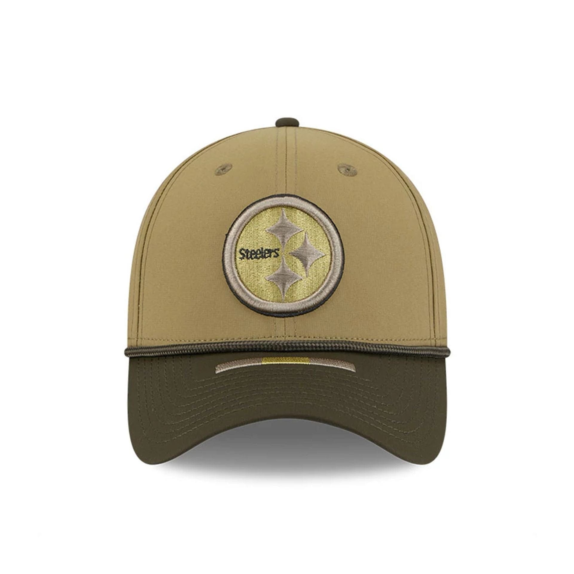 This is a Pittsburgh Steelers NFL Salute To Service 2025 Dark Green 39THIRTY Stretch Fit Cap 2