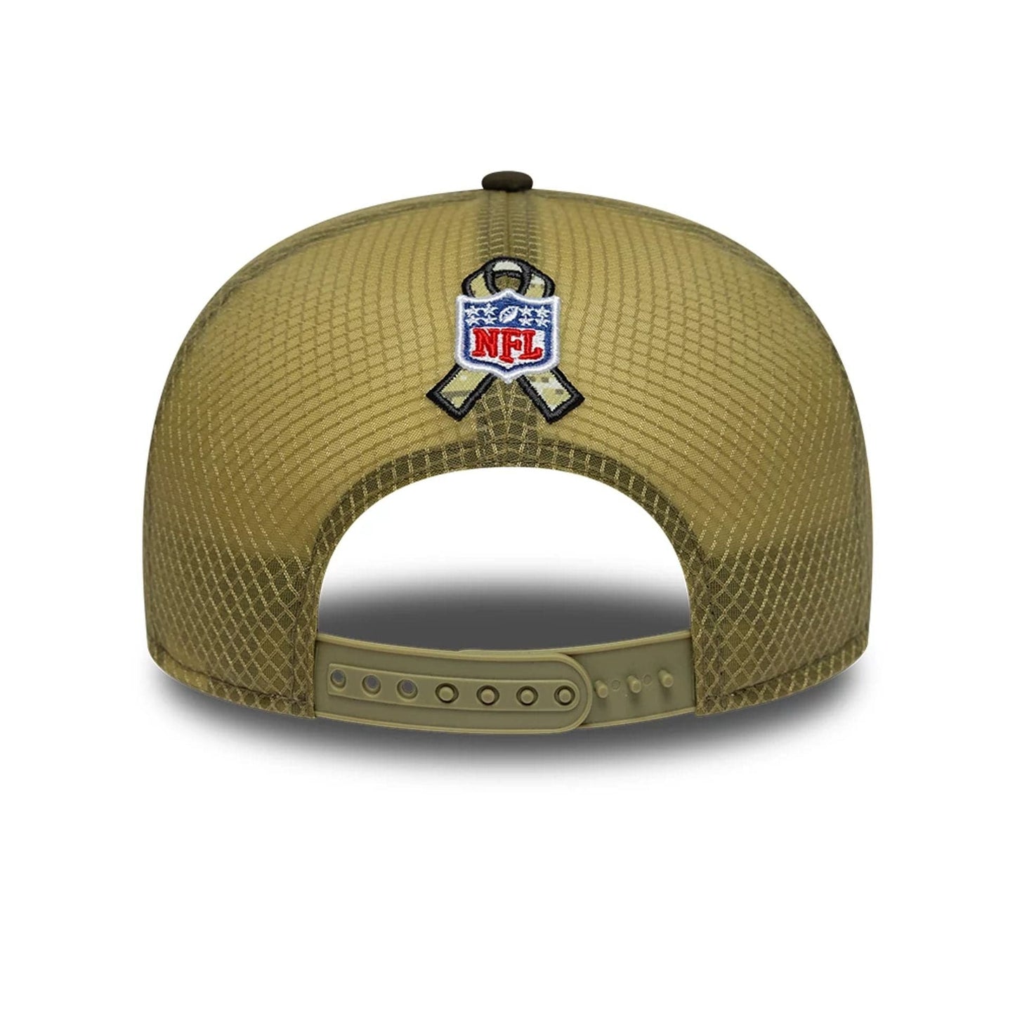 This is a Miami Dolphins NFL Salute To Service 2025 Dark Green 9FIFTY Split Panel Snapback Adjustable Cap 7