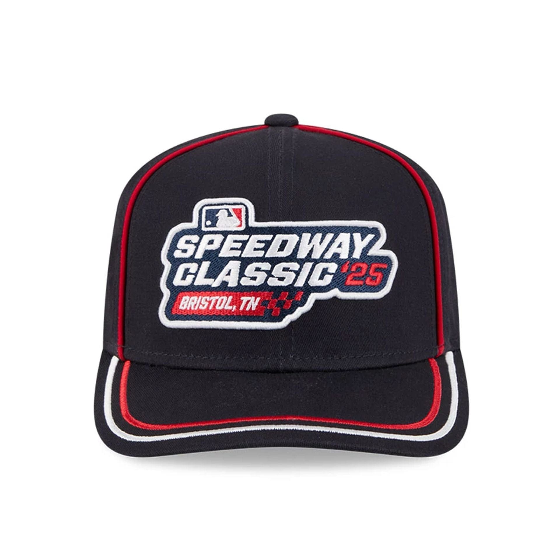 This is a Atlanta Braves MLB Bristol 2025 Navy 9SEVENTY Stretch Snap Adjustable Cap 2