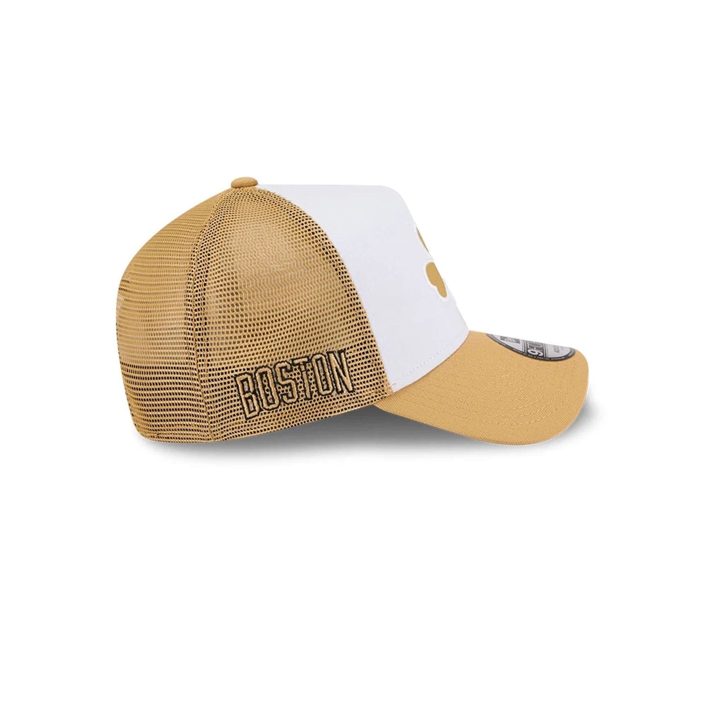 This is a Boston Celtics NBA City Edition Yellow 9FORTY A-Frame Trucker Adjustable Cap 7