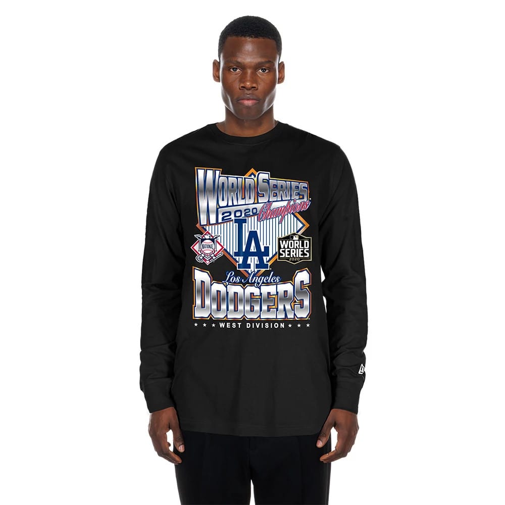 The Male model is wearing LA Dodgers MLB Sport Classic Black Long Sleeve T-Shirt 1
