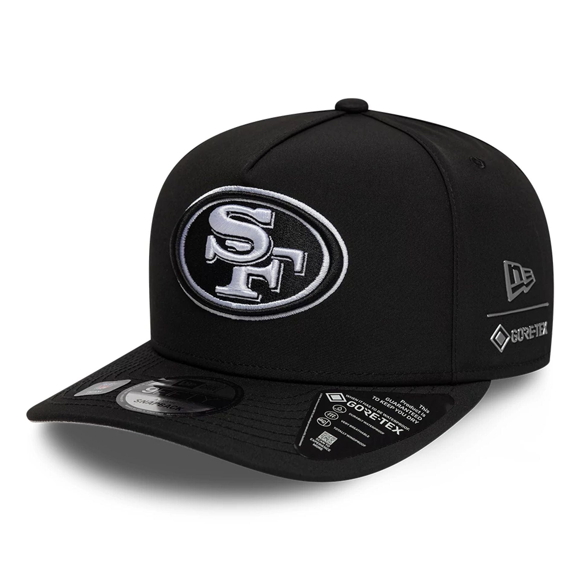 This is a San Francisco 49ers NFL Gore-Tex Black 9FIFTY A-Frame Snapback Adjustable Cap 1