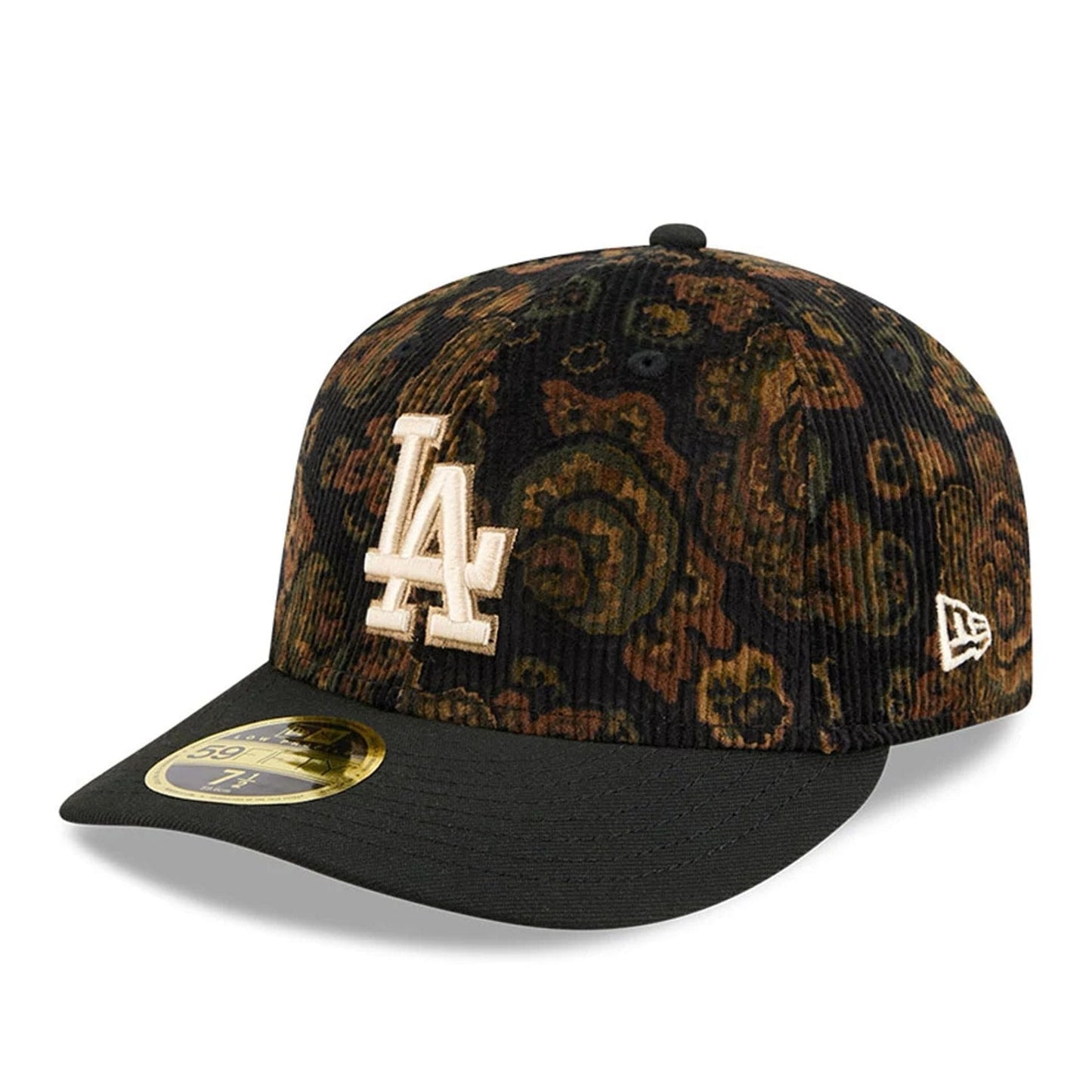 This is a LA Dodgers Three Looms x MLB Floral Cord Black Low Profile 59FIFTY Fitted Cap 8