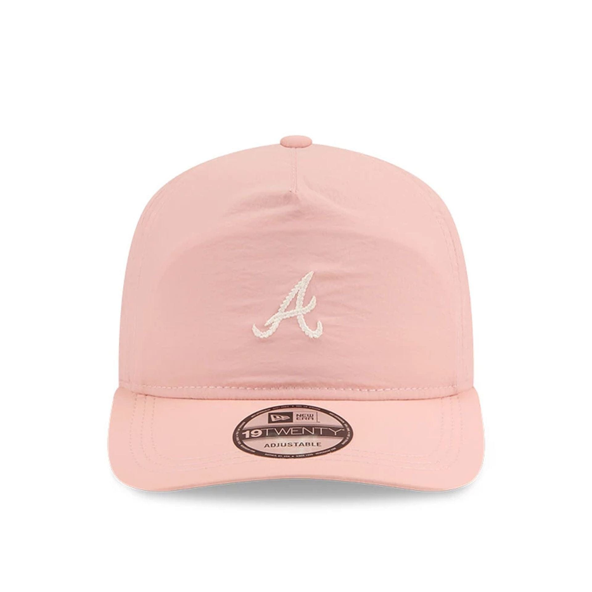This is a Atlanta Braves Blush Crinkle Pastel Pink 19TWENTY Adjustable Cap 2