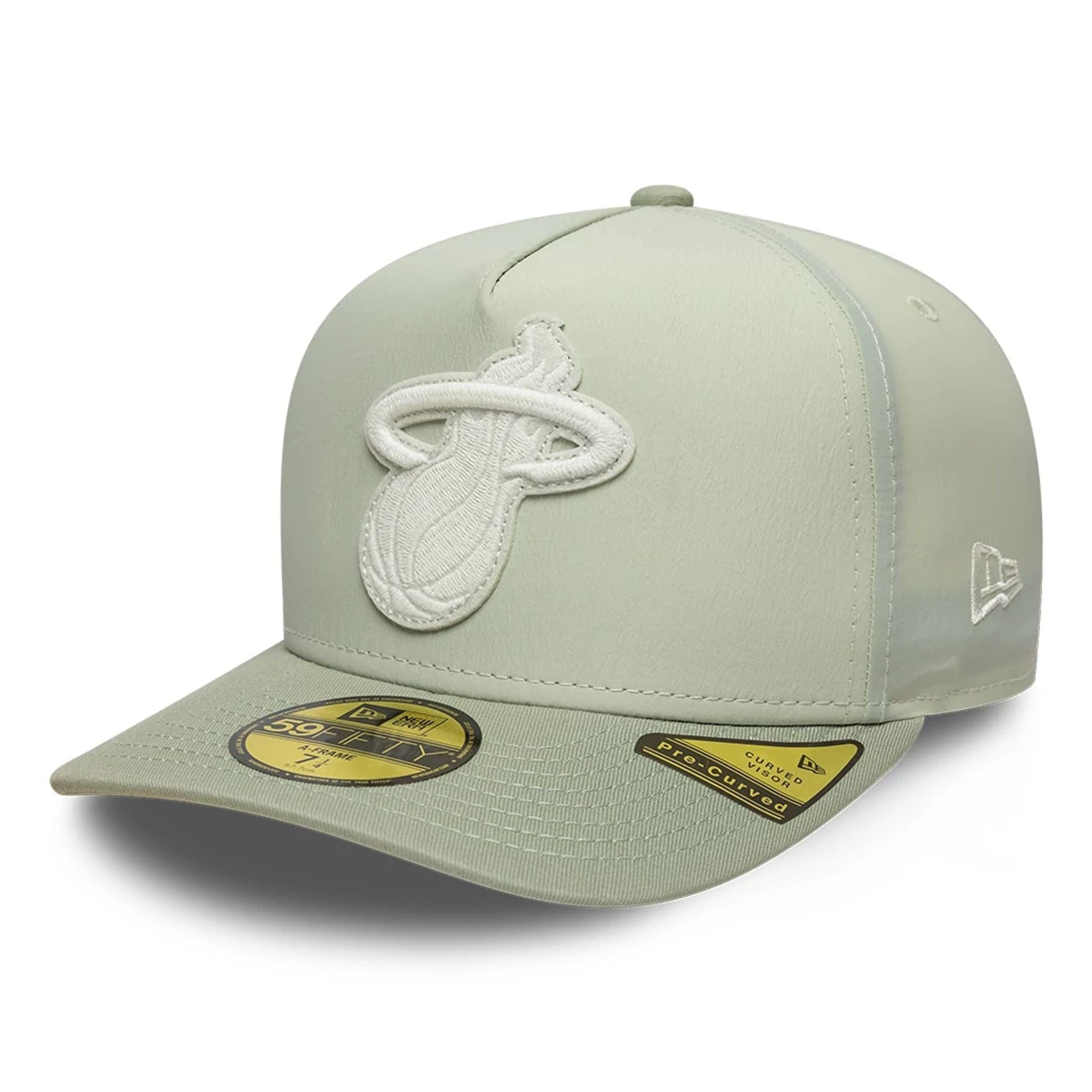 This is a Miami Heat Crinkle Pastel Green 59FIFTY A-Frame Fitted Cap 1