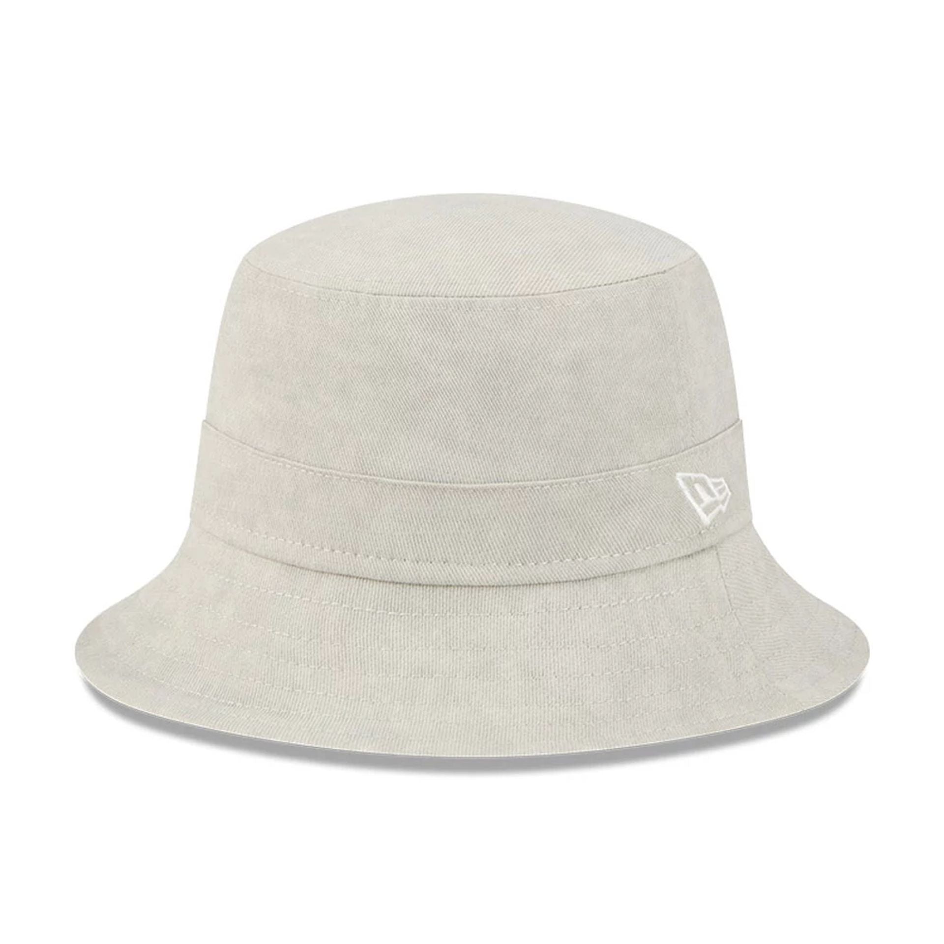 This is a New Era Light Cream Bucket Hat 1