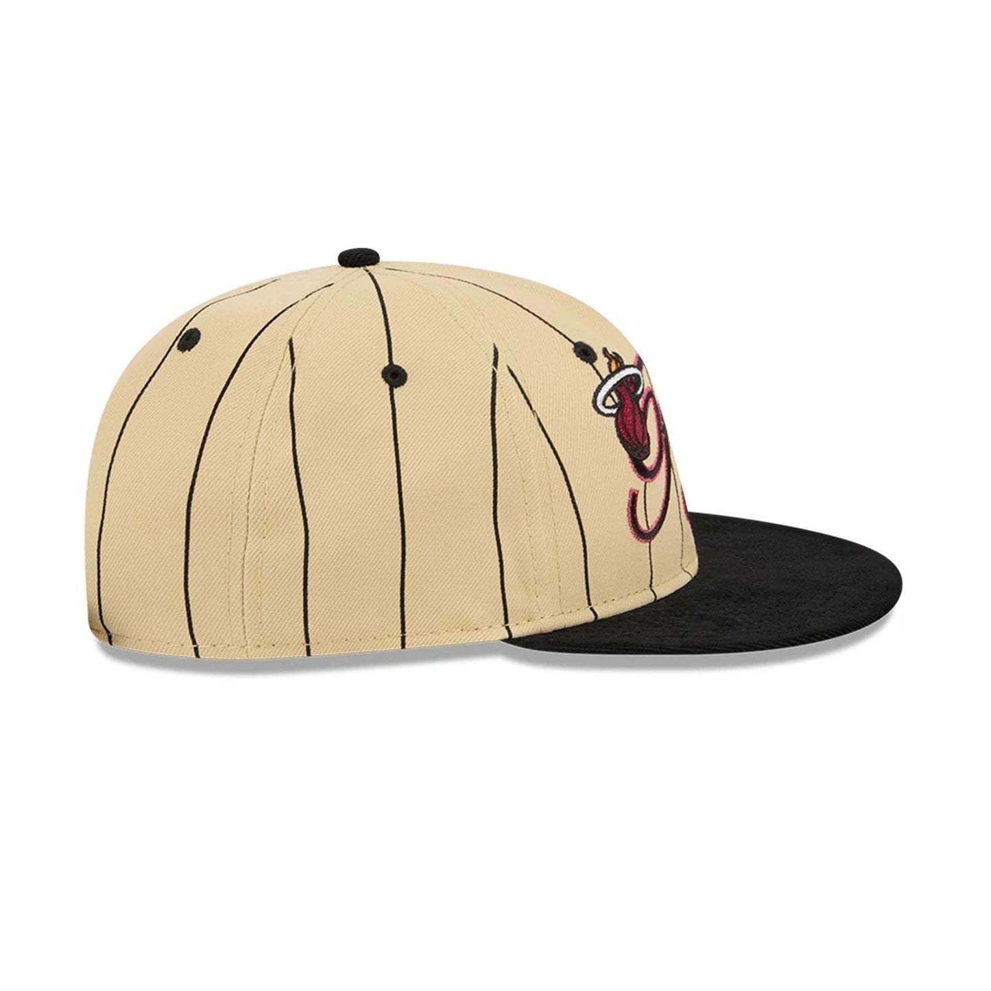 This is a Miami Heat Pinstripe Script Cream Retro Crown 9FIFTY Adjustable Cap 7