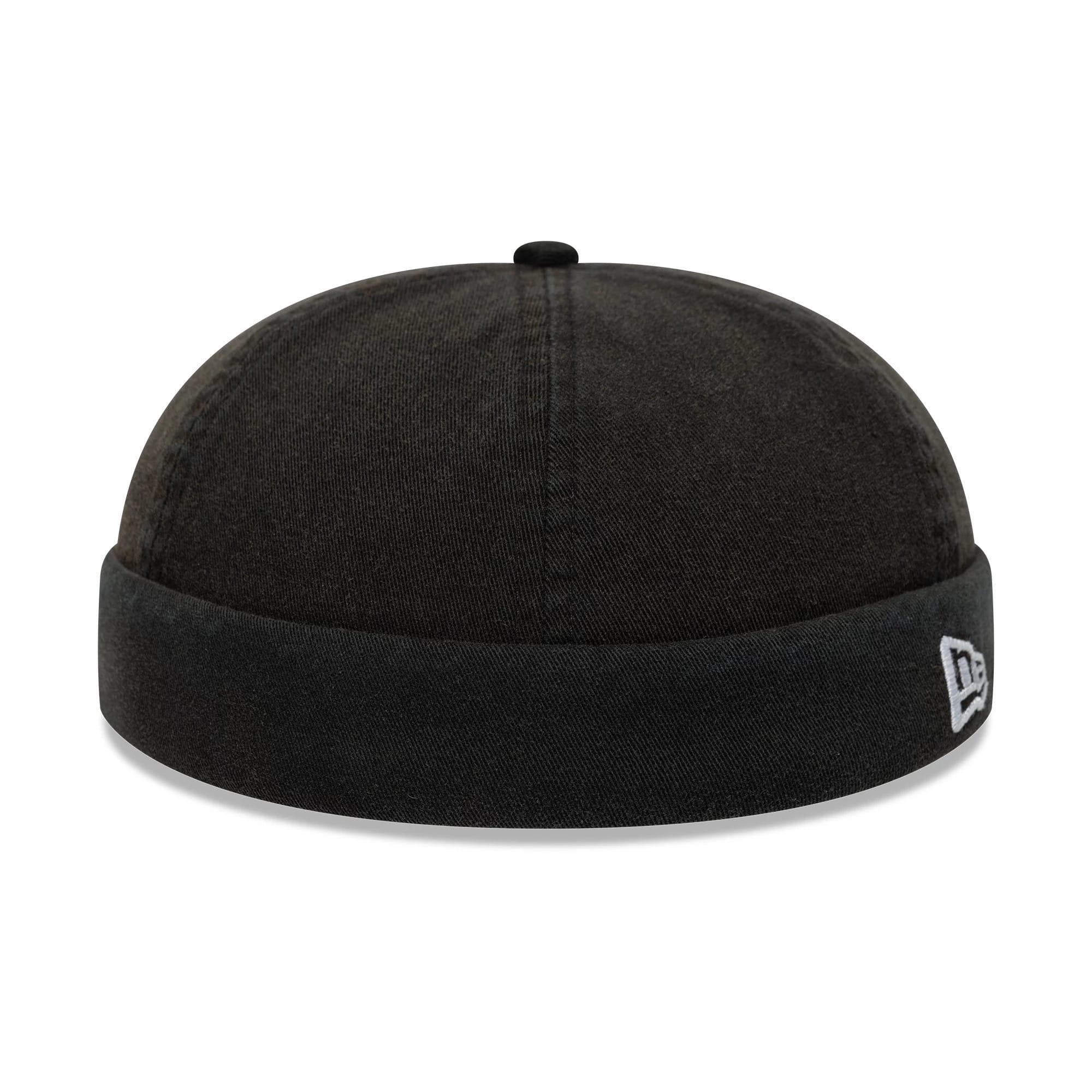 This is a New Era Washed Cotton Black Docker Adjustable Hat 1