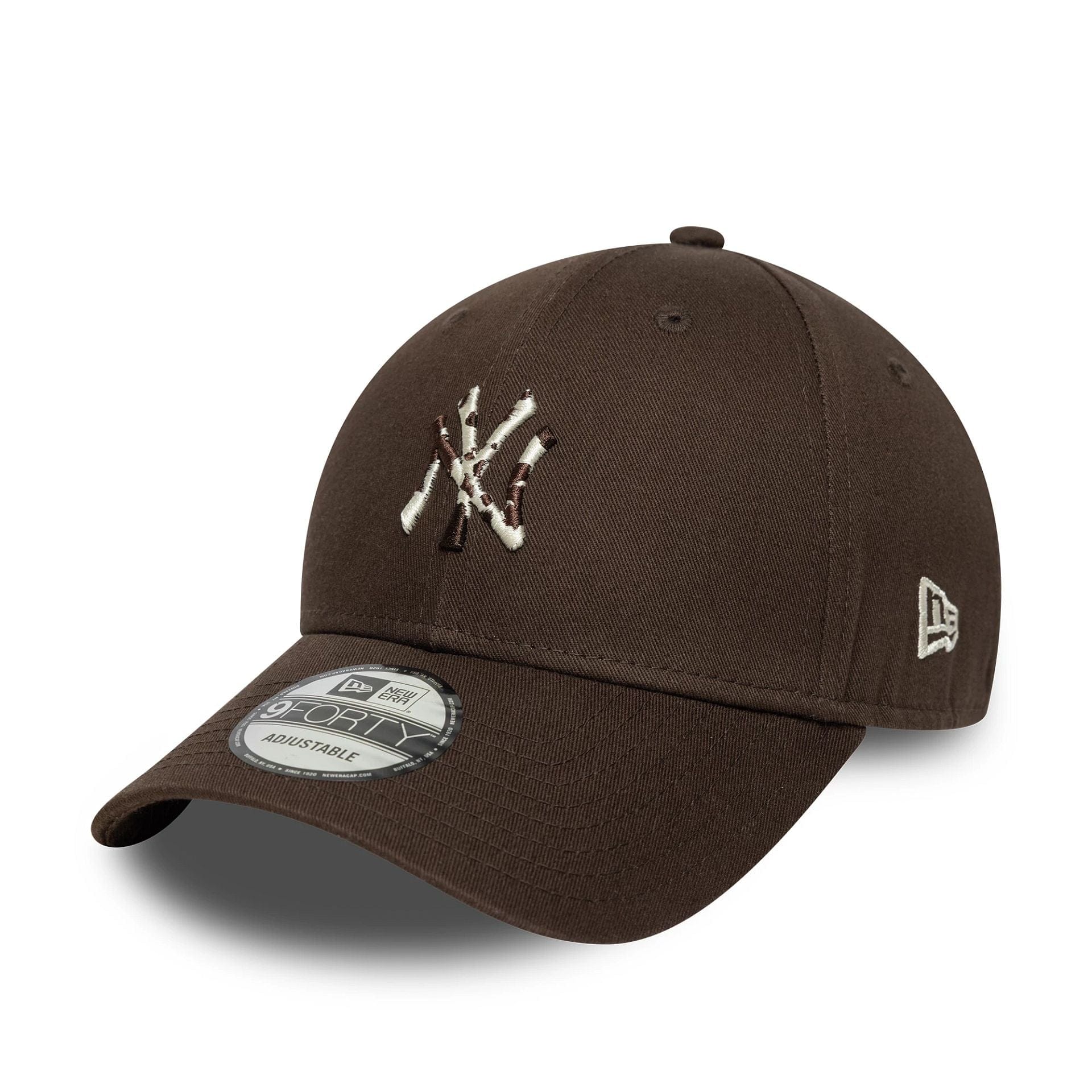 This is a New York Yankees MLB Animal Infill Dark Brown 9FORTY Adjustable Cap 1