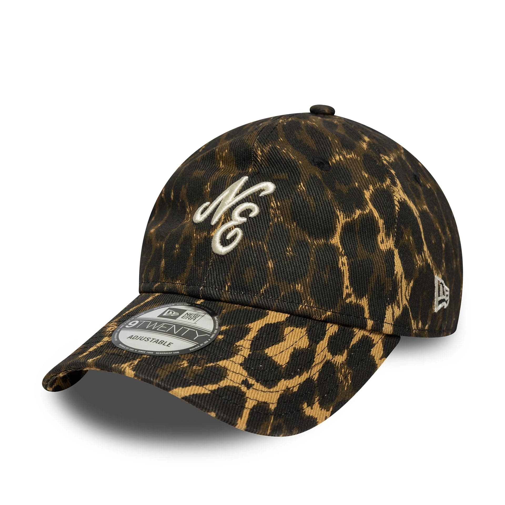 This is a New Era Leopard Black 9TWENTY Adjustable Cap 1