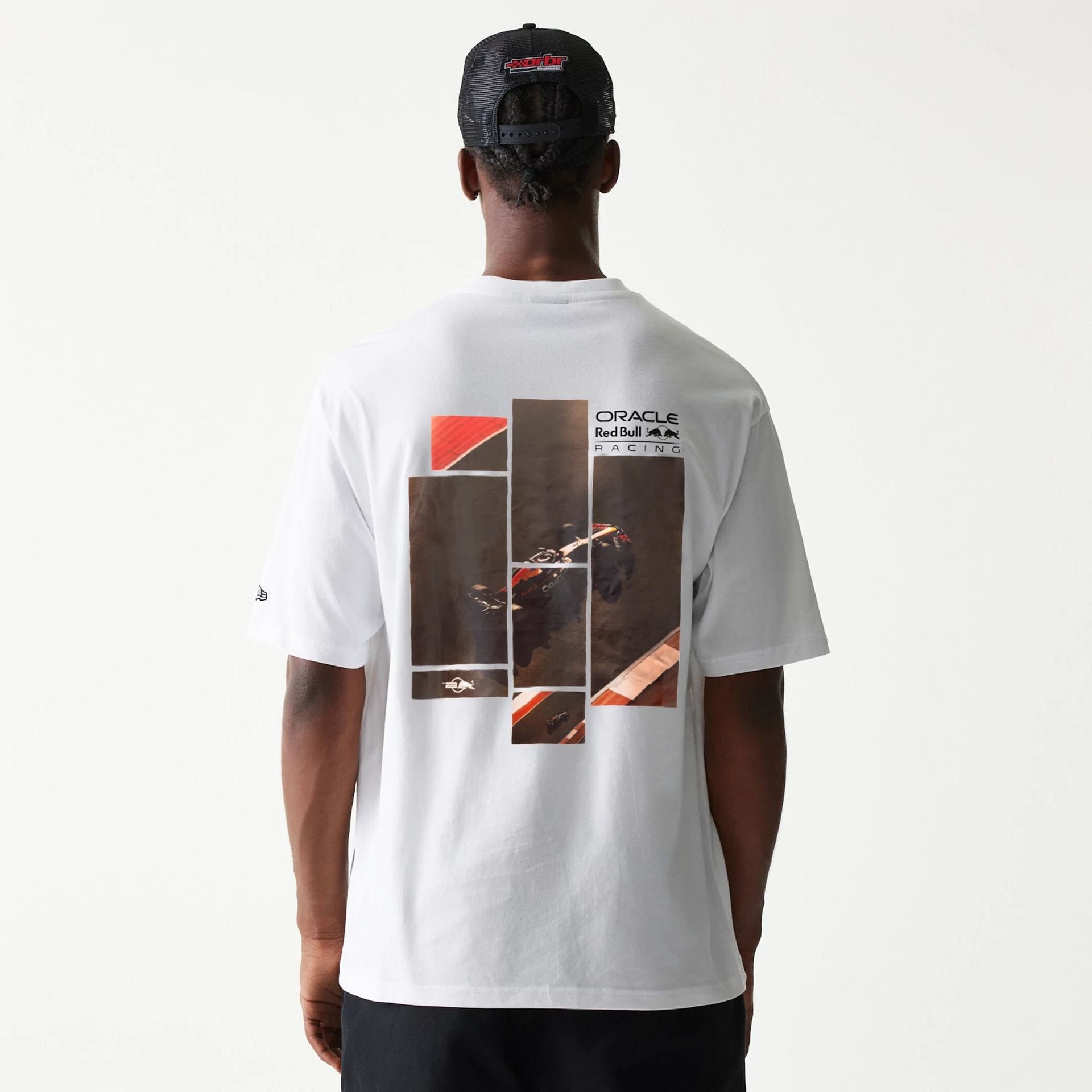 The Male model is wearing Red Bull Racing White Oversized T-Shirt 2