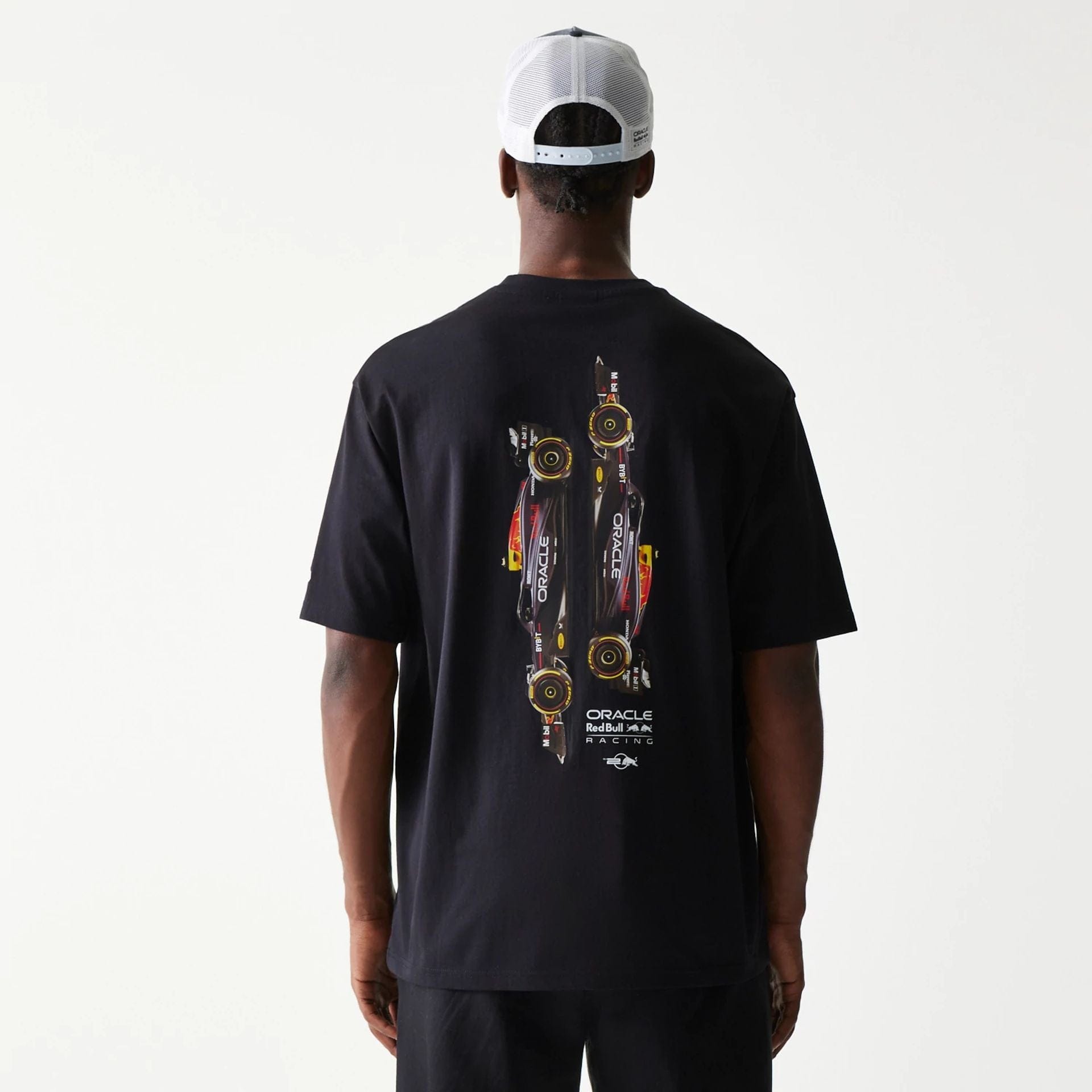 The Male model is wearing Red Bull Racing Profile Black Oversized T-Shirt 2