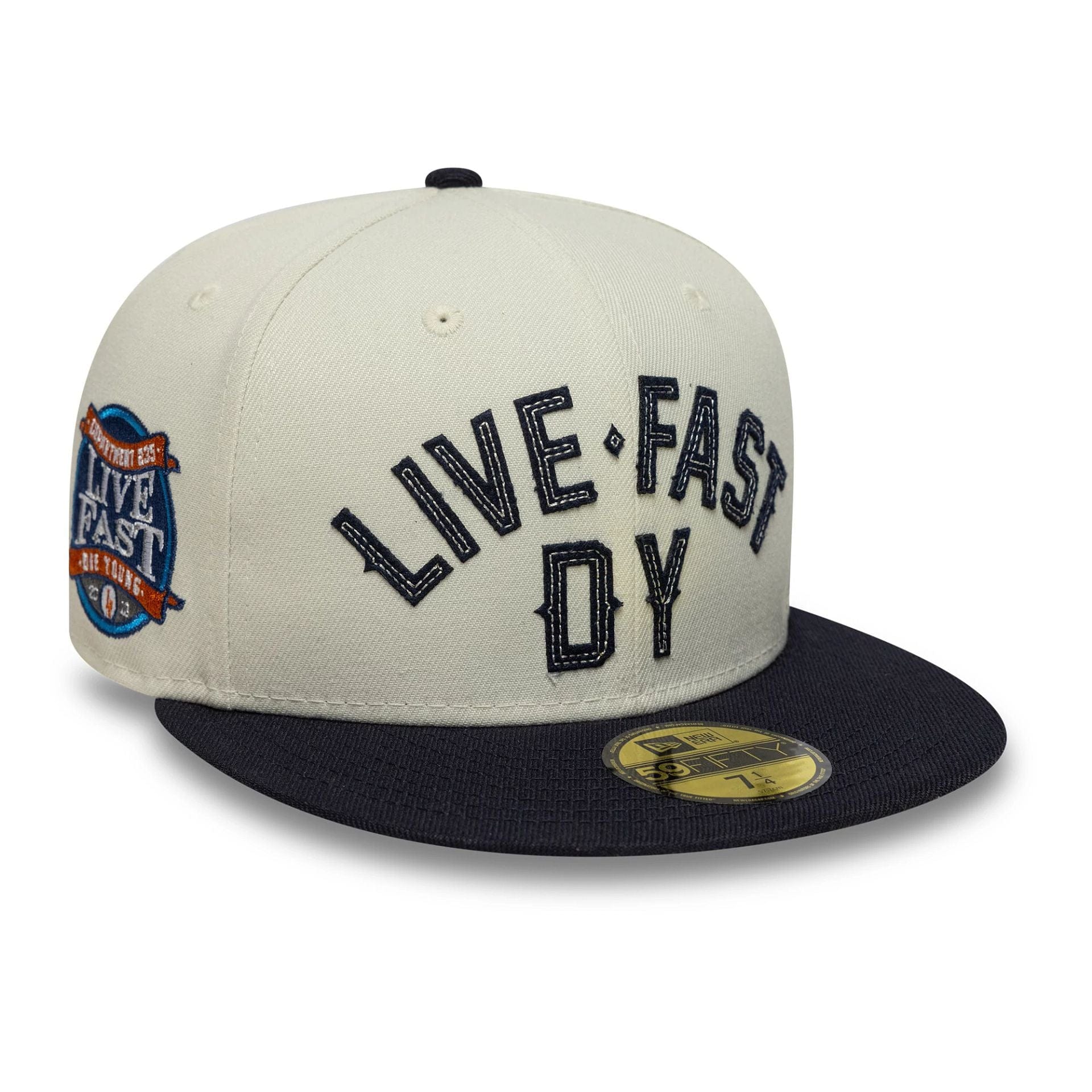 This is a LFDY x New Era Wordmark Open Cream 59FIFTY Fitted Cap 1