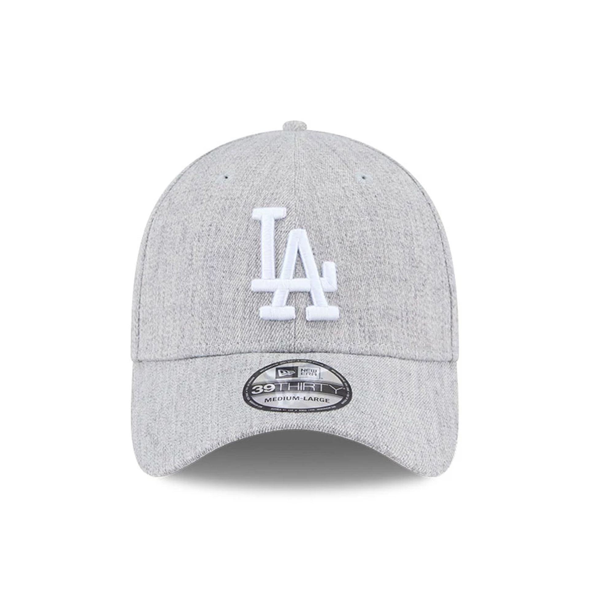 Pictured is this MLB Heather LA Dodgers 39THIRTY Stretch Fit cap in grey. 2