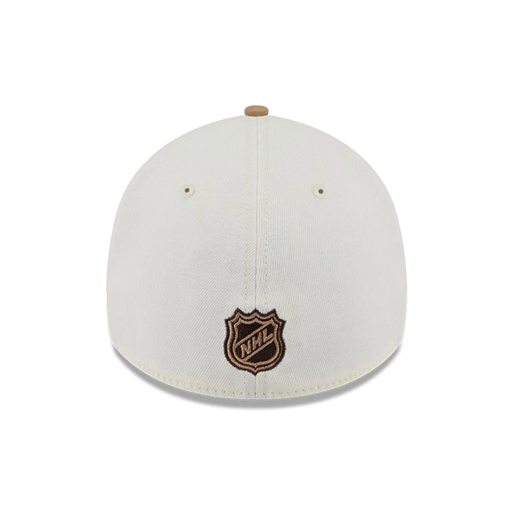 Pictured is this NHL Sandy Bay Anaheim Ducks 39THIRTY A-Frame Stretch Fit cap in white. 7