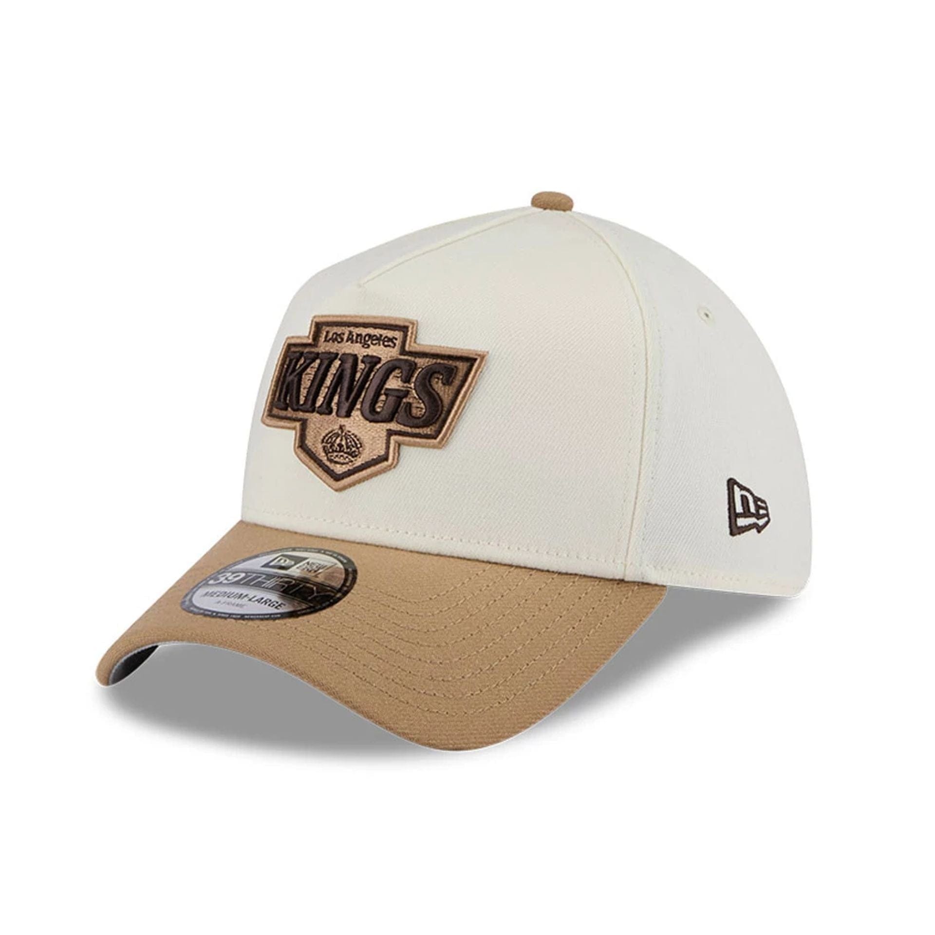 Pictured is this NHL Sandy Bay LA Kings 39THIRTY A-Frame Stretch Fit cap in white. 1