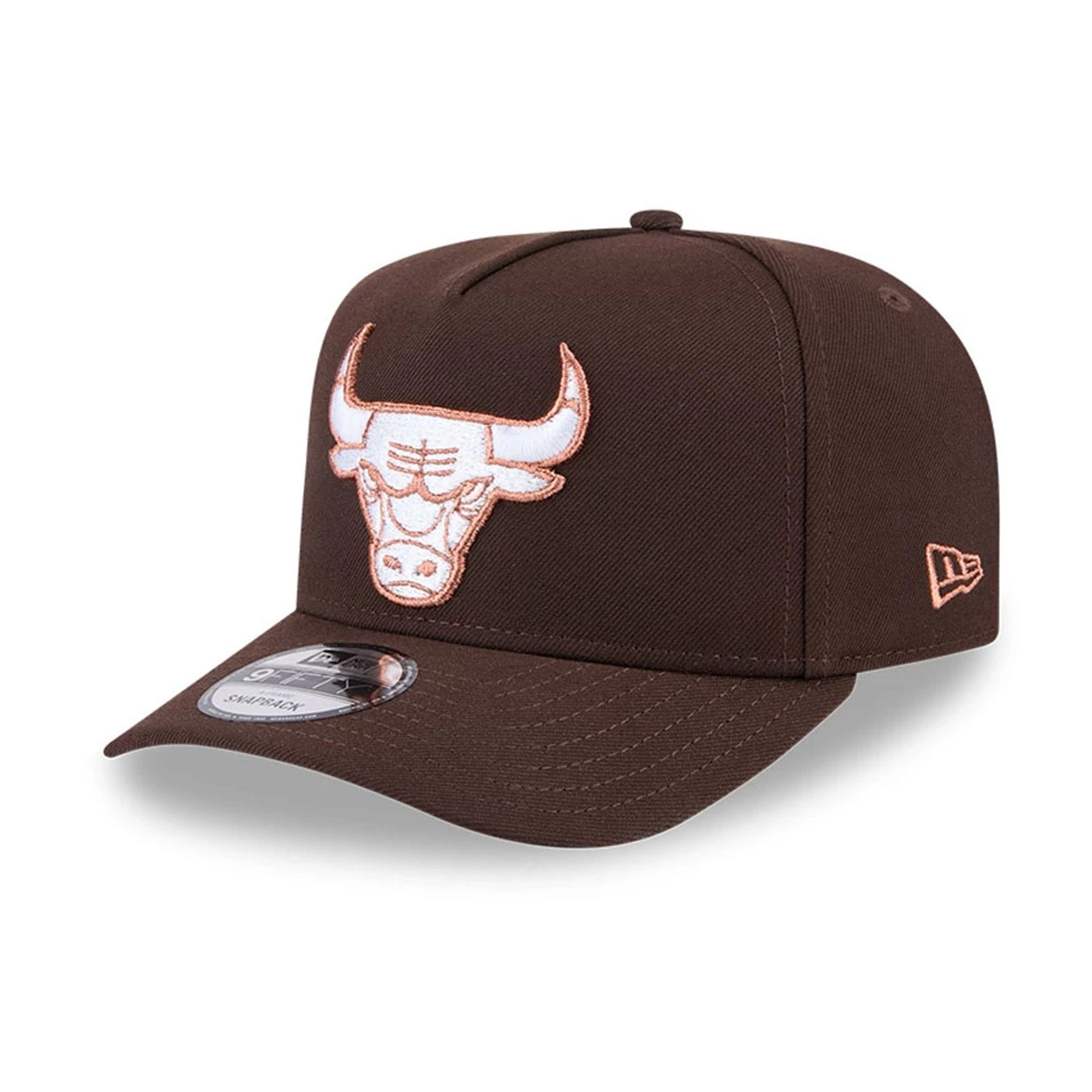 This is a Chicago Bulls NBA Metallic Dark Brown 9FIFTY A-Frame Snapback Adjustable Cap 1