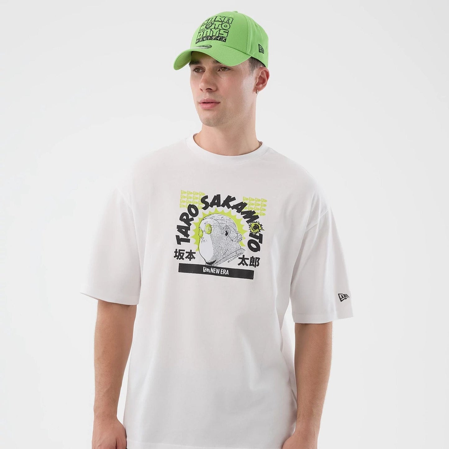 The Male model is wearing Sakamoto Days Netflix White T-Shirt 7