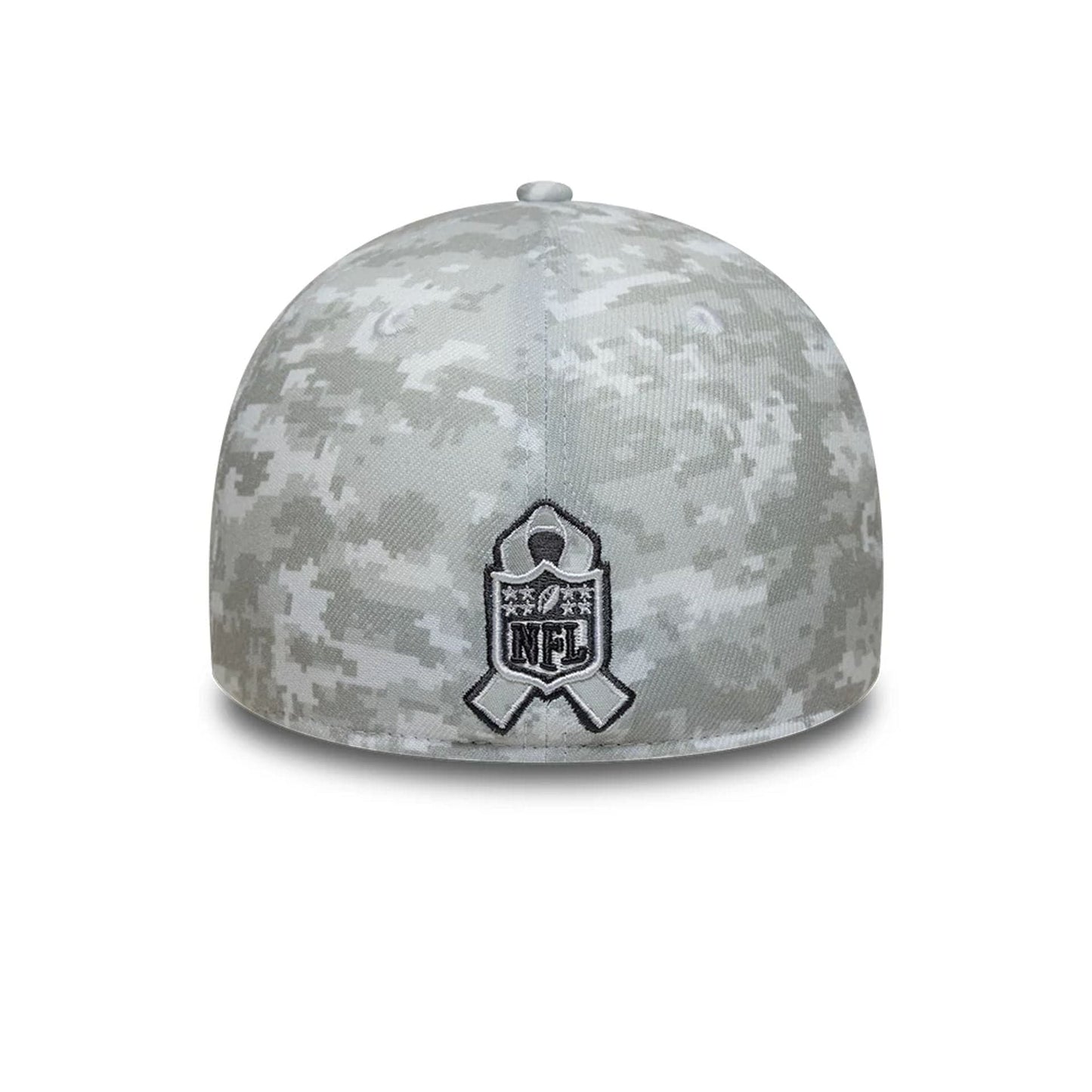 This is a LA Rams NFL Salute To Service 2025 Grey Camo 39THIRTY Stretch Fit Cap 7