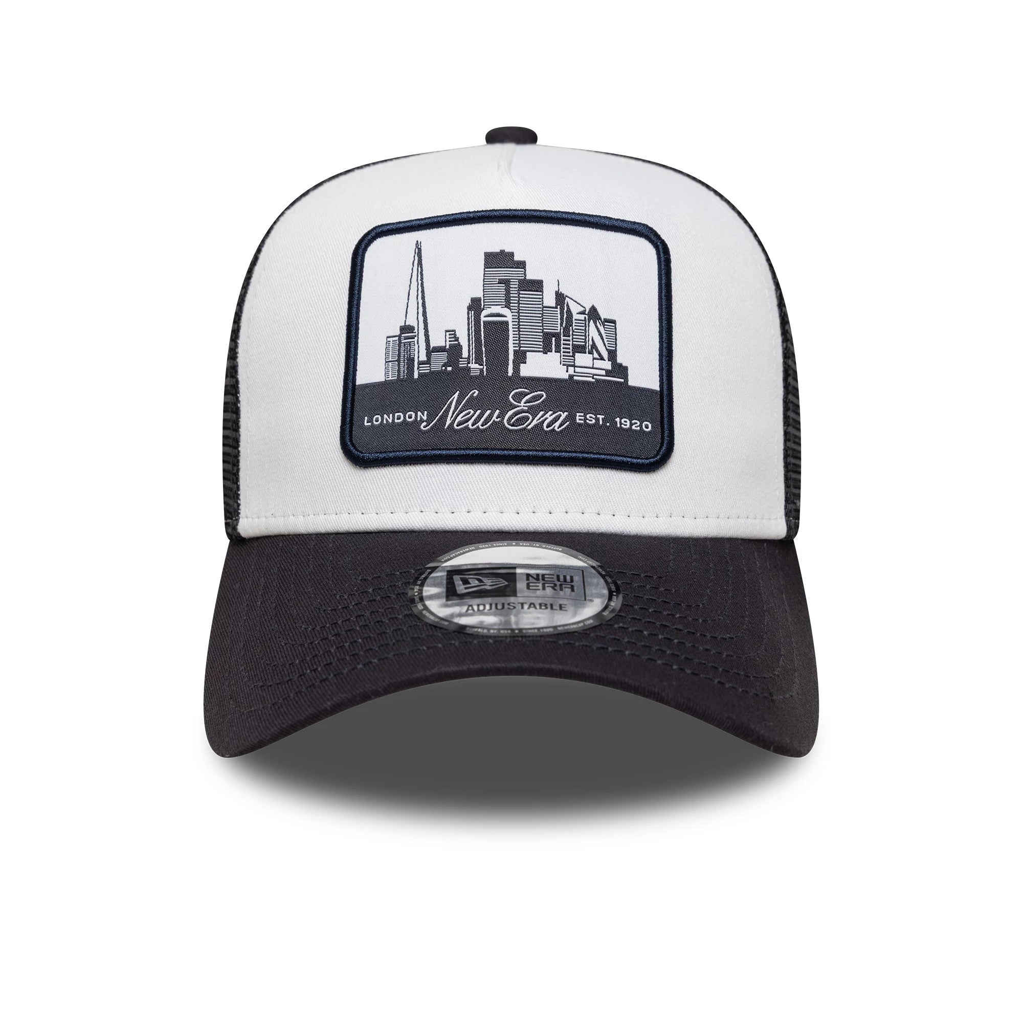 This is a New Era London Navy 9FORTY A-Frame Trucker Adjustable Cap 2