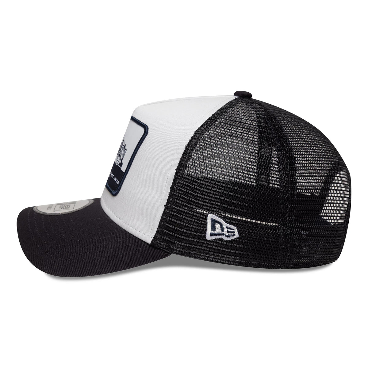 This is a New Era London Navy 9FORTY A-Frame Trucker Adjustable Cap 4