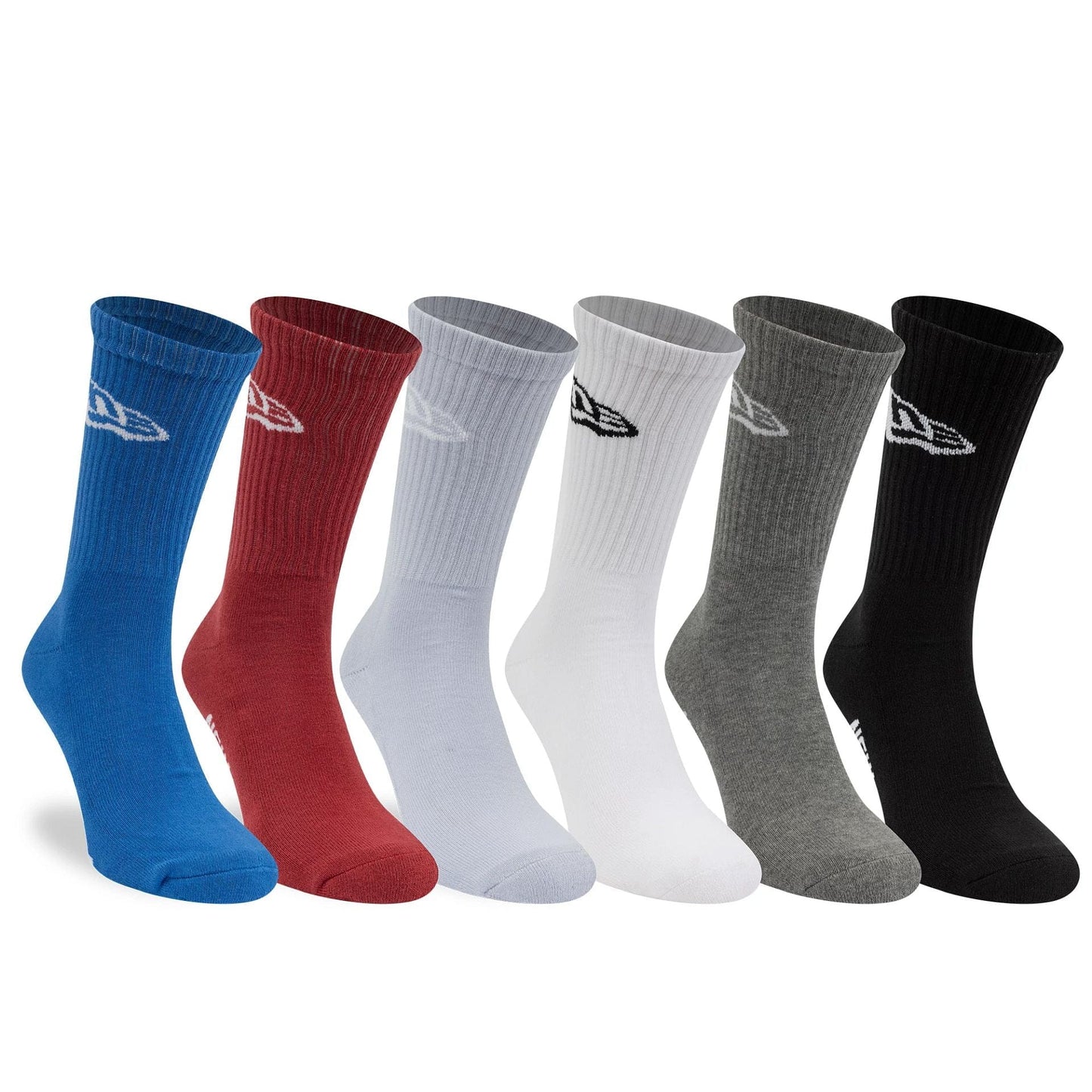 Pictured is this New Era Flag 6 Pack Crew Socks in Multi. 3