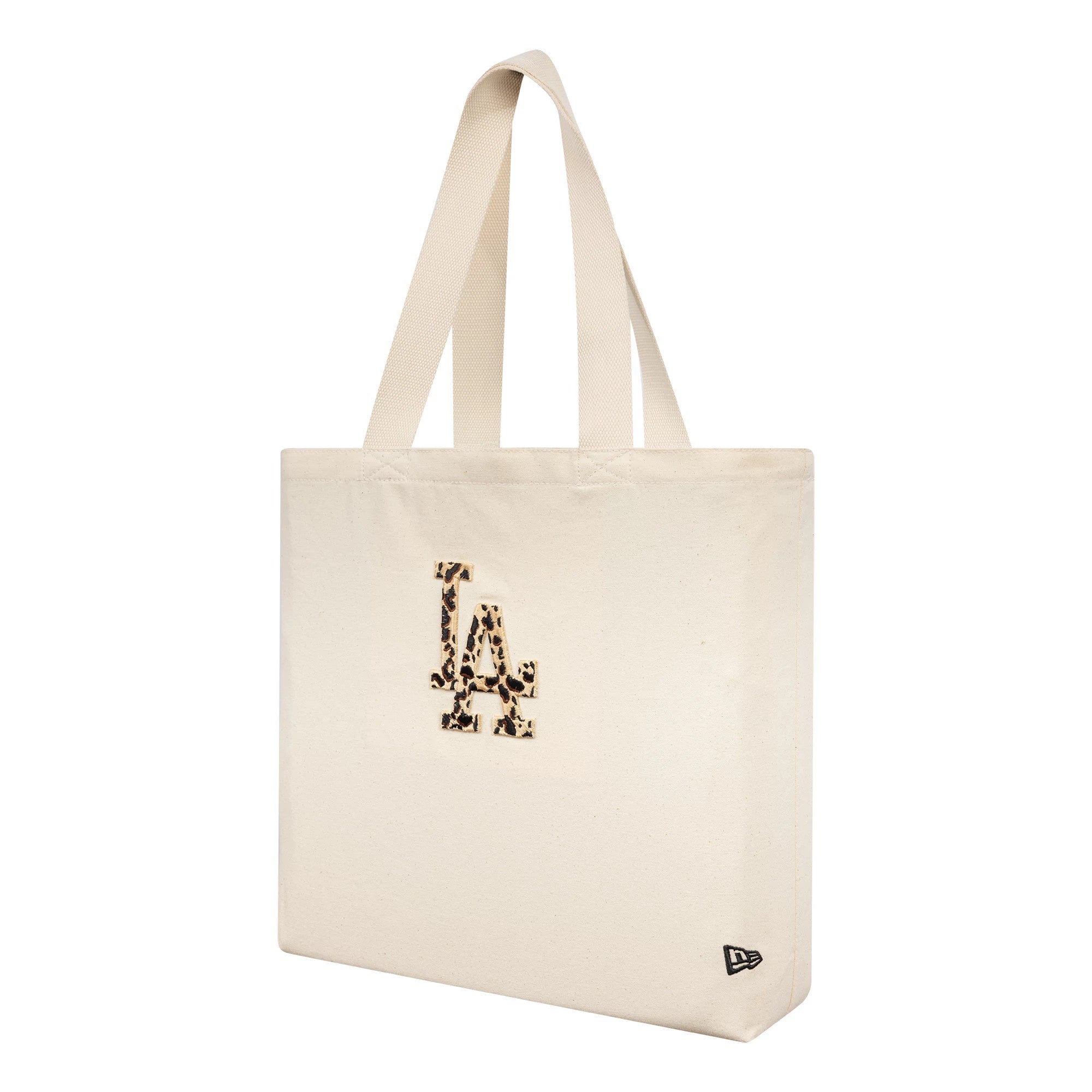 Pictured is this MLB Animal Infill LA Dodgers Tote Bag in cream. 1