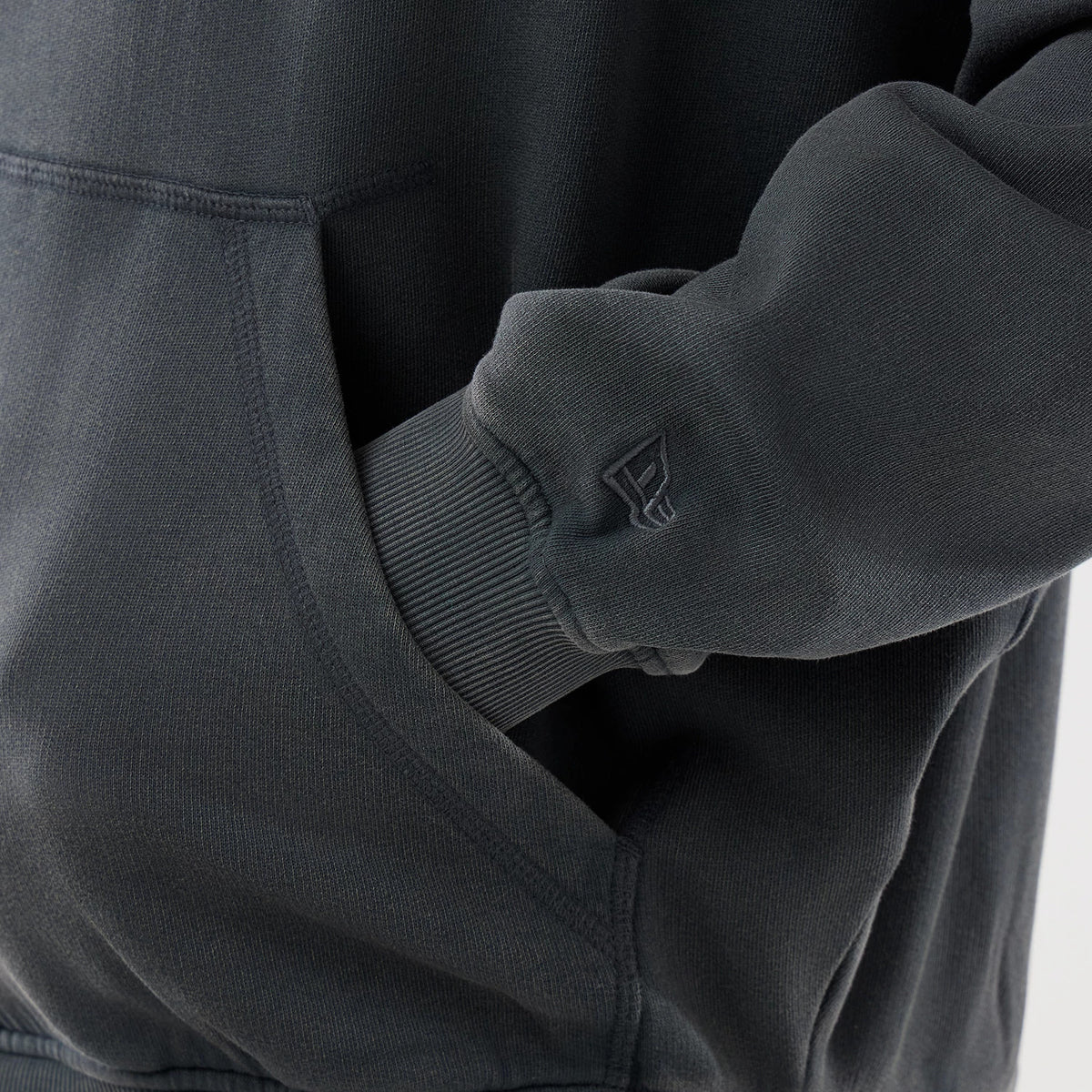 The model is wearing this MLB Washed LA Dodgers Full Zip Hoodie in Dark Grey. 4