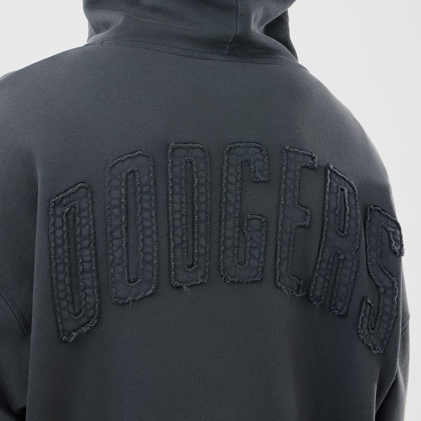 The model is wearing this MLB Washed LA Dodgers Full Zip Hoodie in Dark Grey. 7