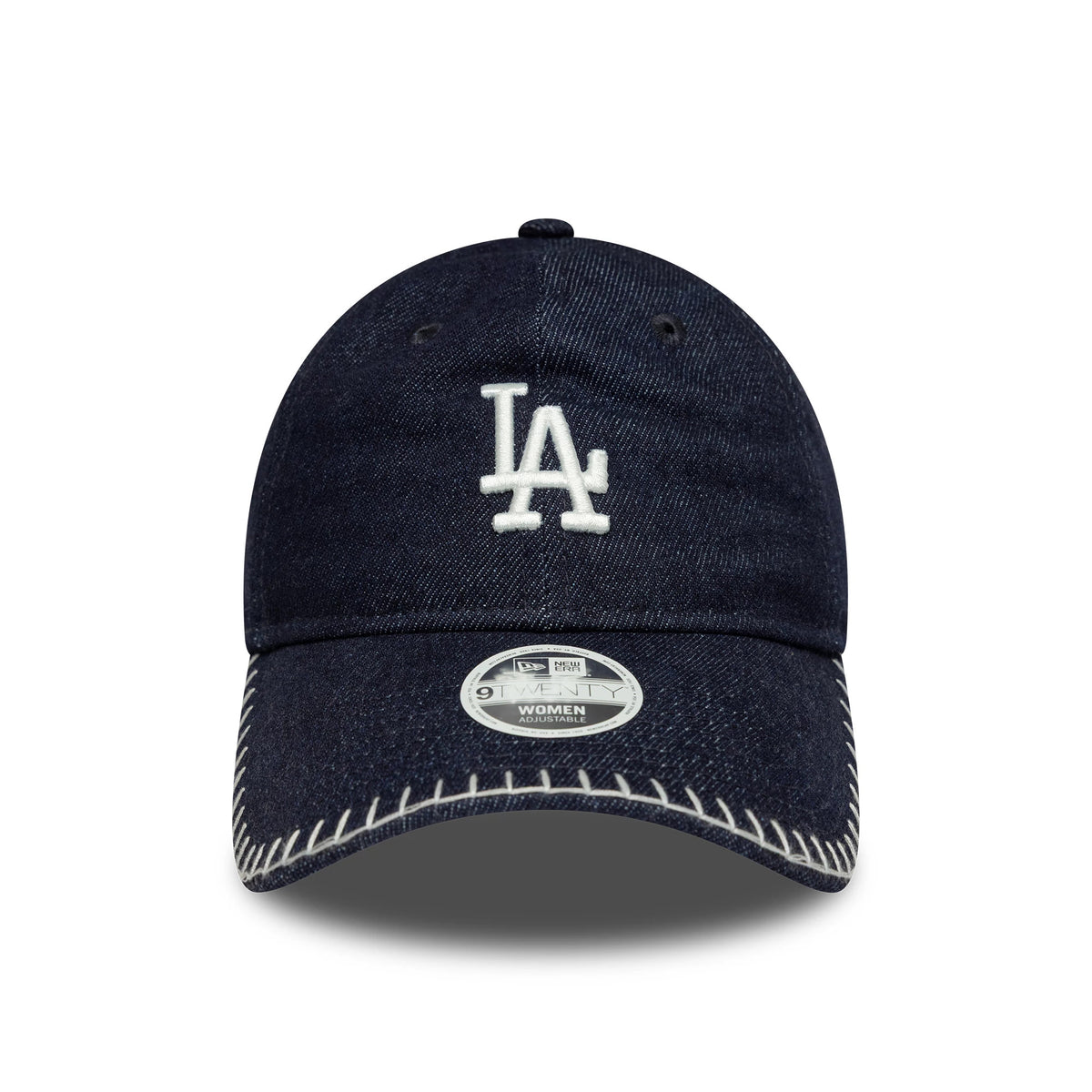 Pictured is this Womens MLB Denim Stitch LA Dodgers 9TWENTY in navy. 2