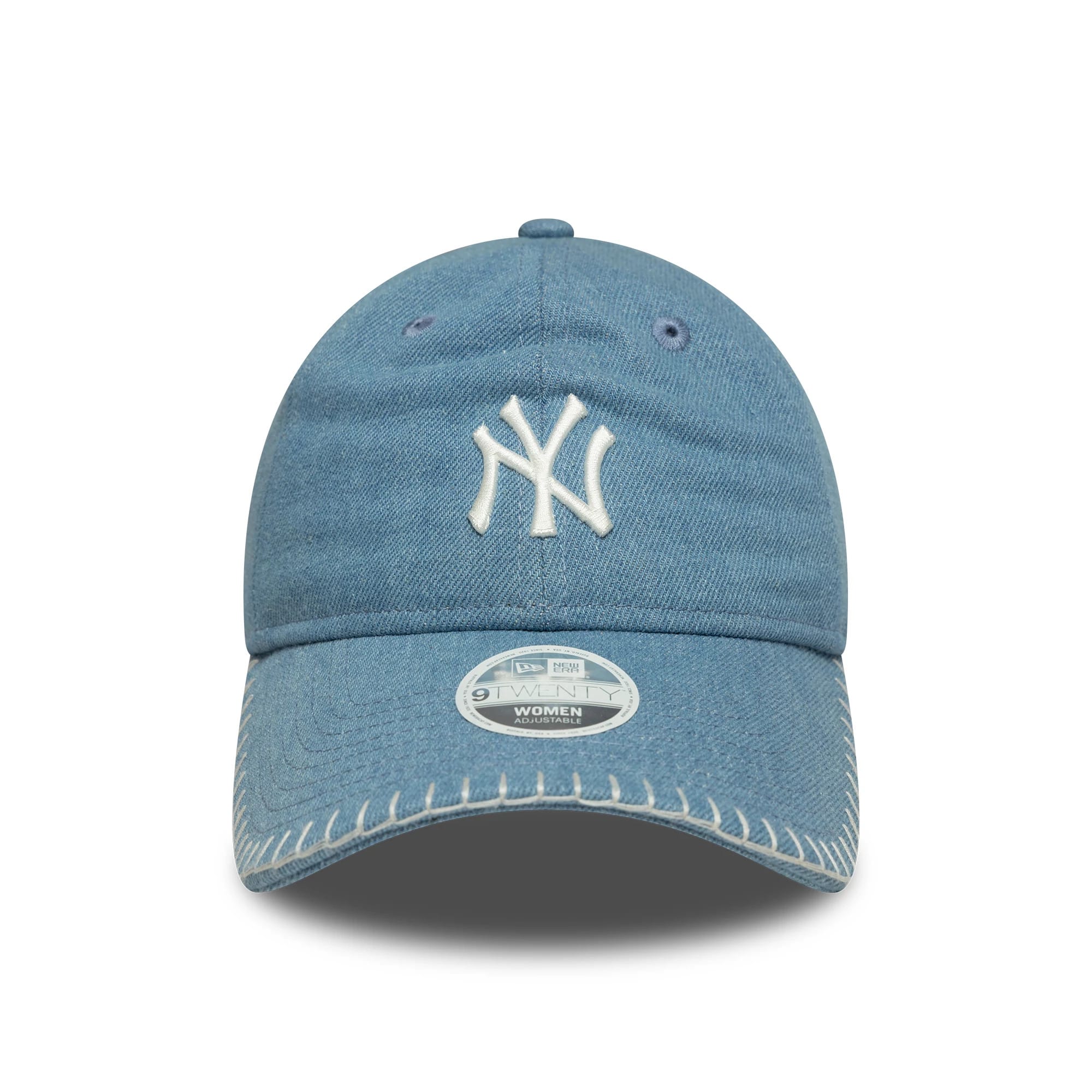 Pictured is this Womens MLB Denim Stitch New York Yankees 9TWENTY in pastel blue. 2