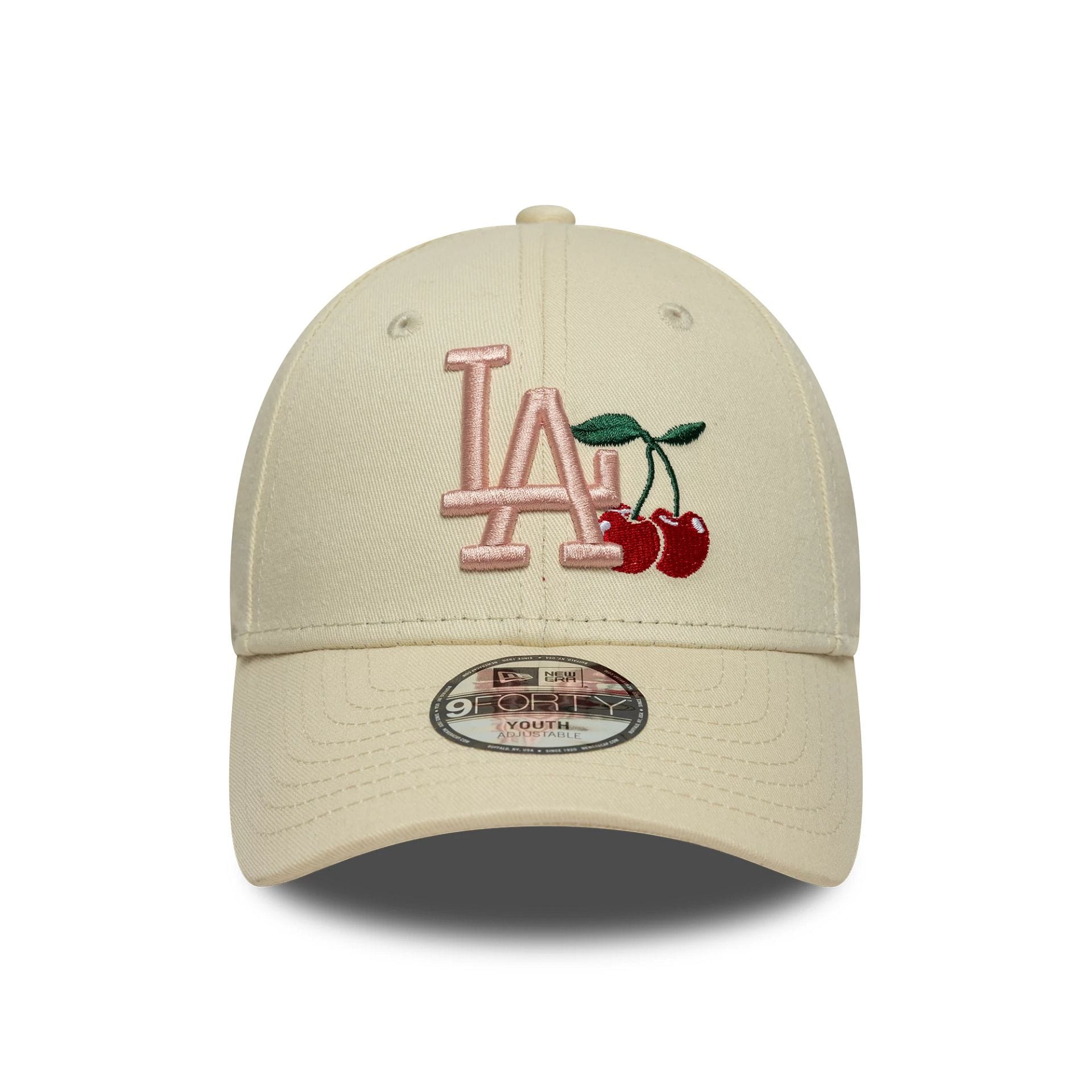 Pictured is this Youth MLB Fruit Icon LA Dodgers 9FORTY in light beige. 2
