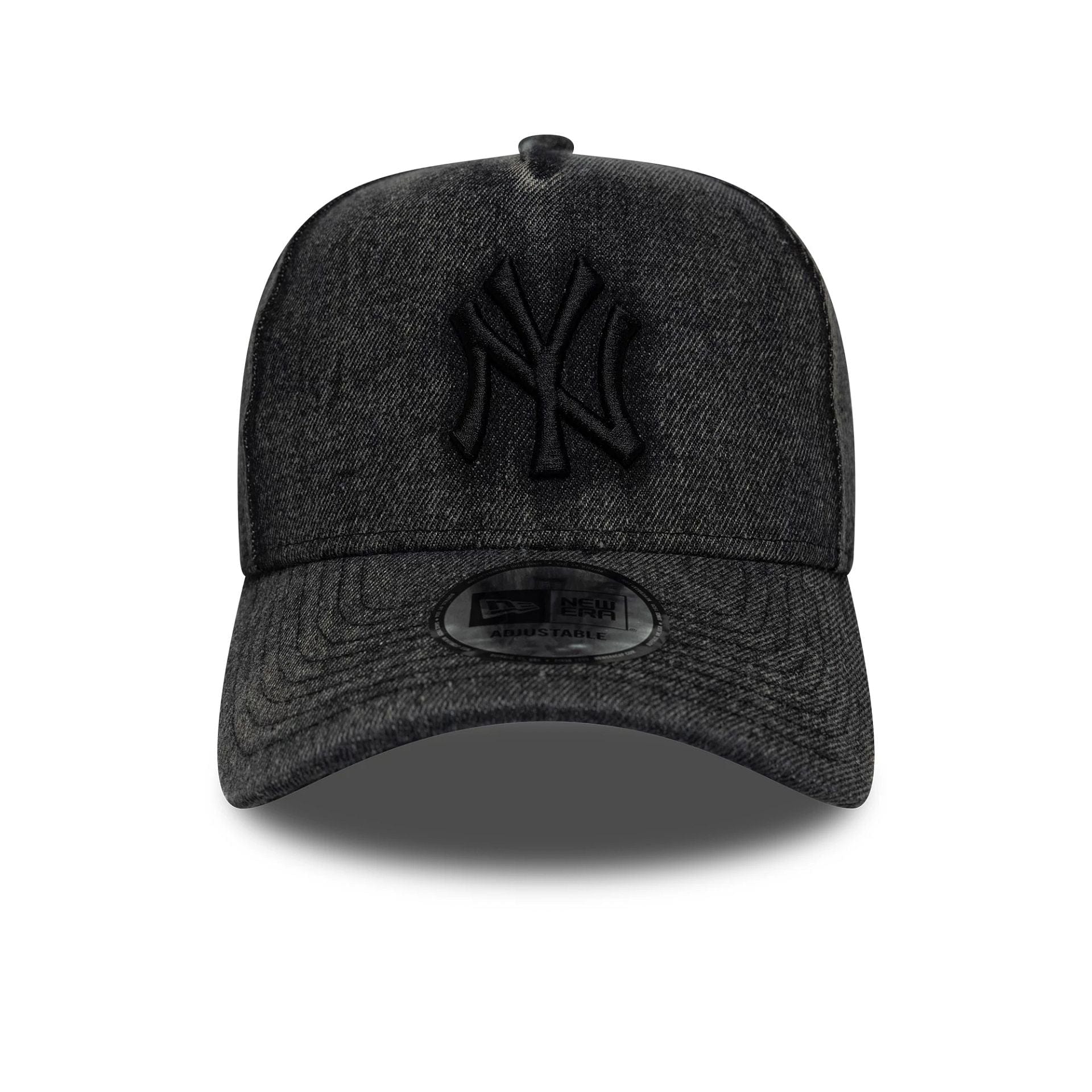 Pictured is this MLB Denim New York Yankees 9FORTY E-Frame in black. 2